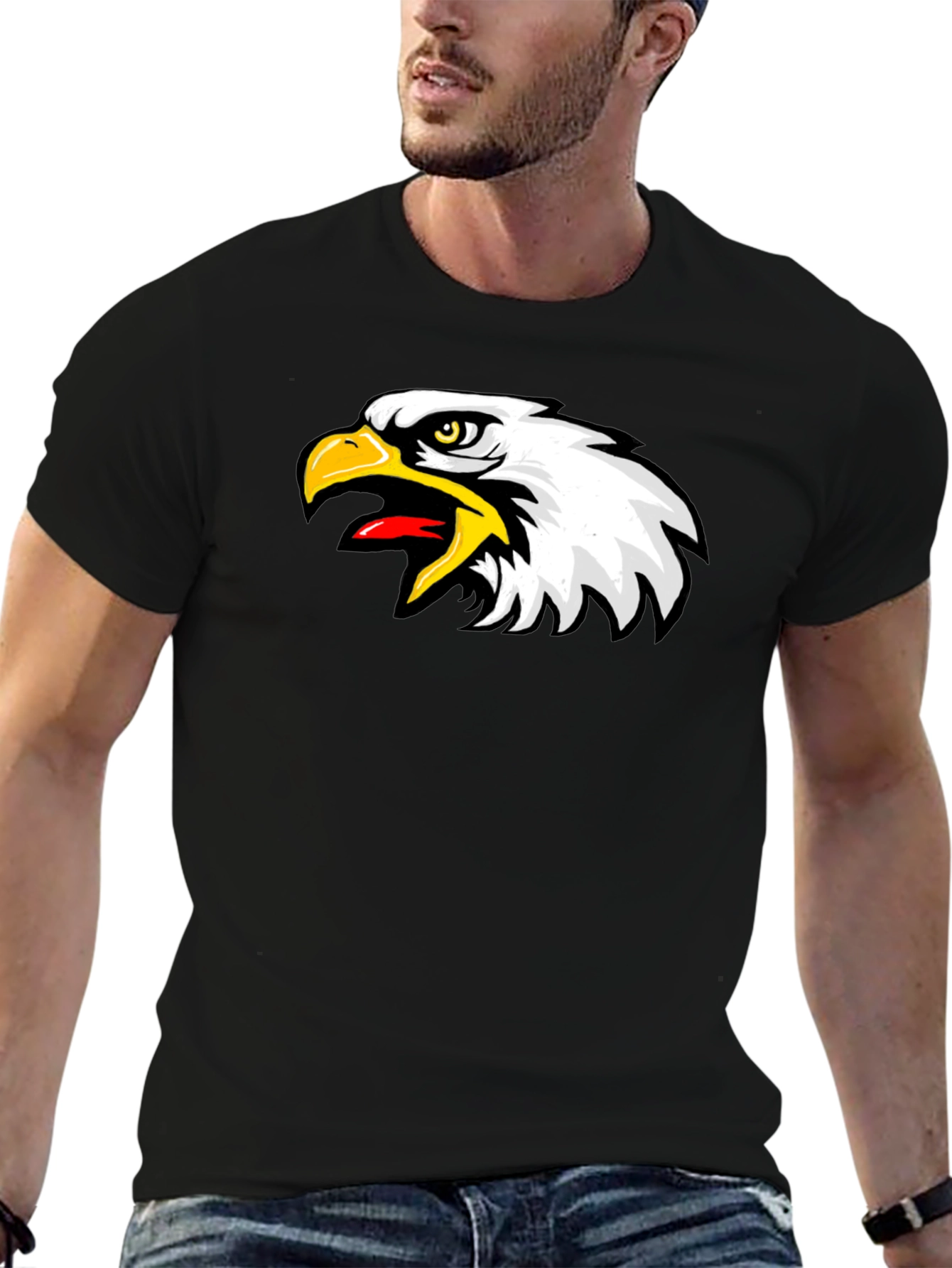 Black Eagle Graphic Black T-Shirt - Bold Bird Design view 6