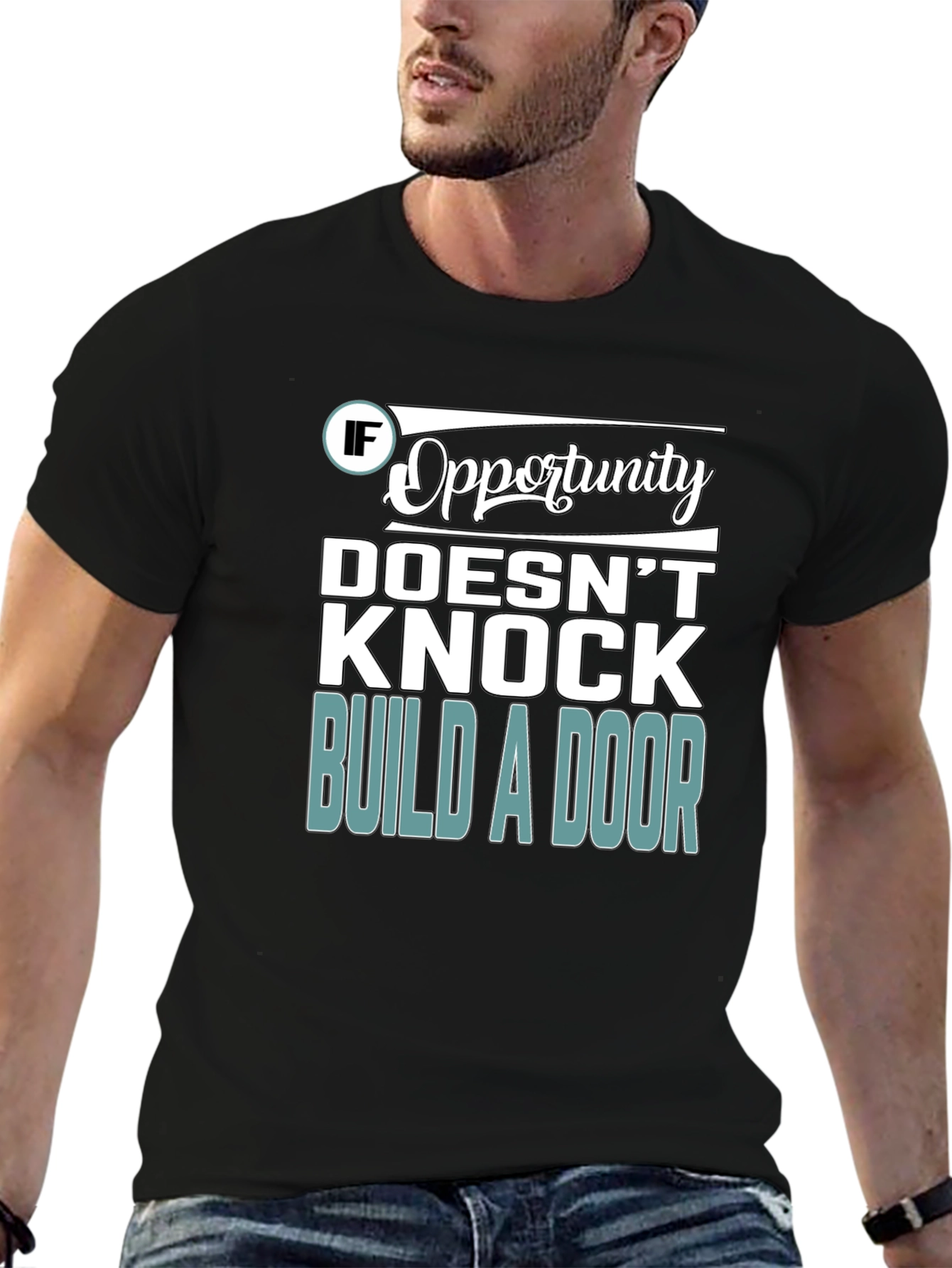 Opportunity Knocks Graphic T-Shirt - Black - 6