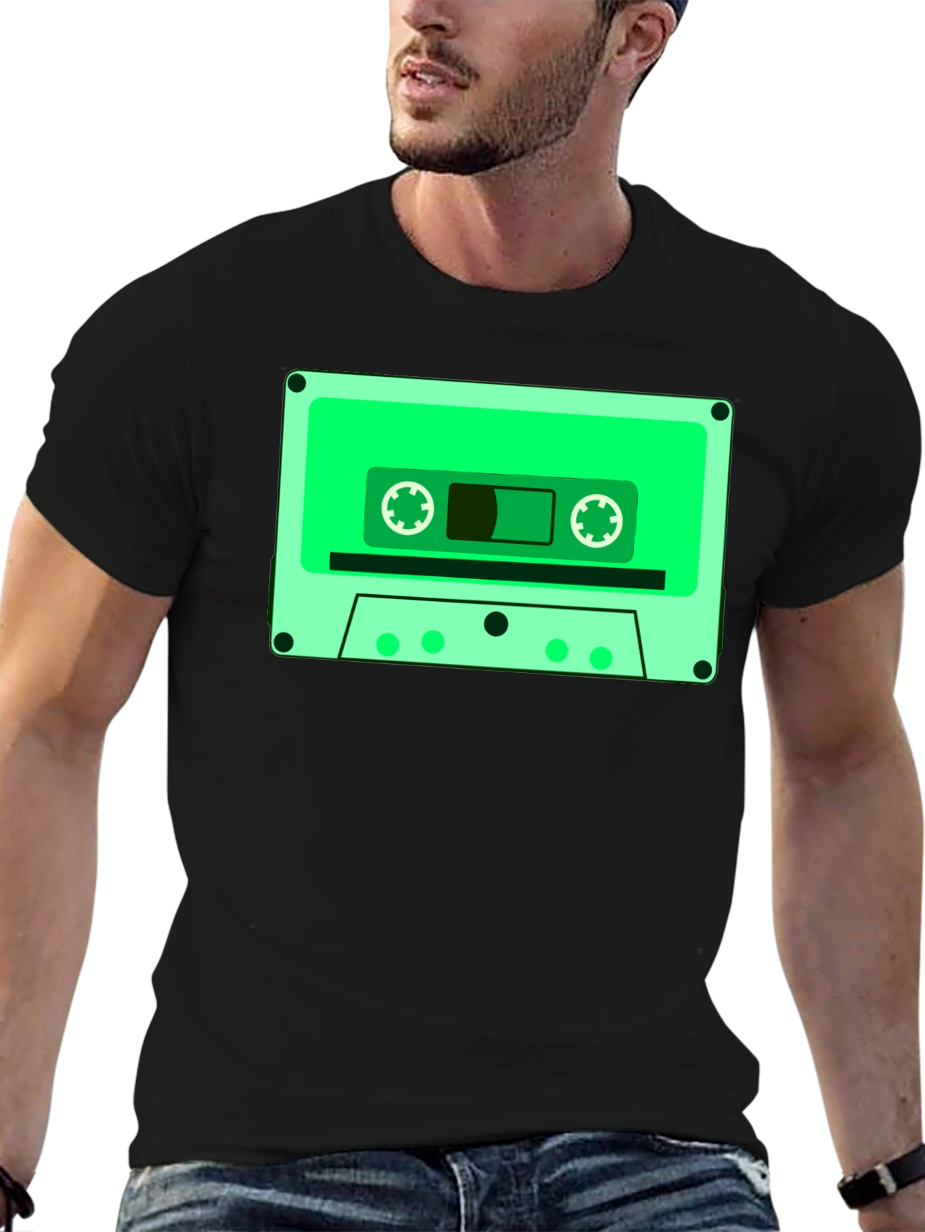 Black Retro Cassette Tape Graphic T-Shirt view 6