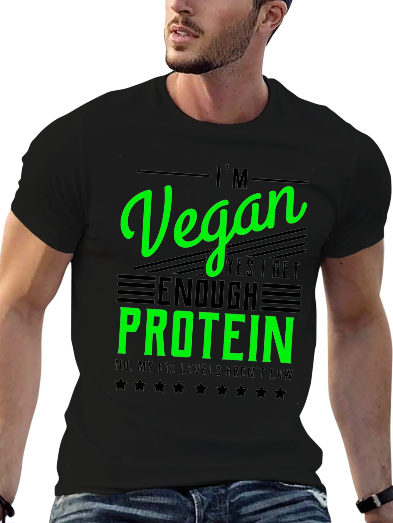 I'm Vegan T-Shirt - Get Enough Protein Funny Tee - 6