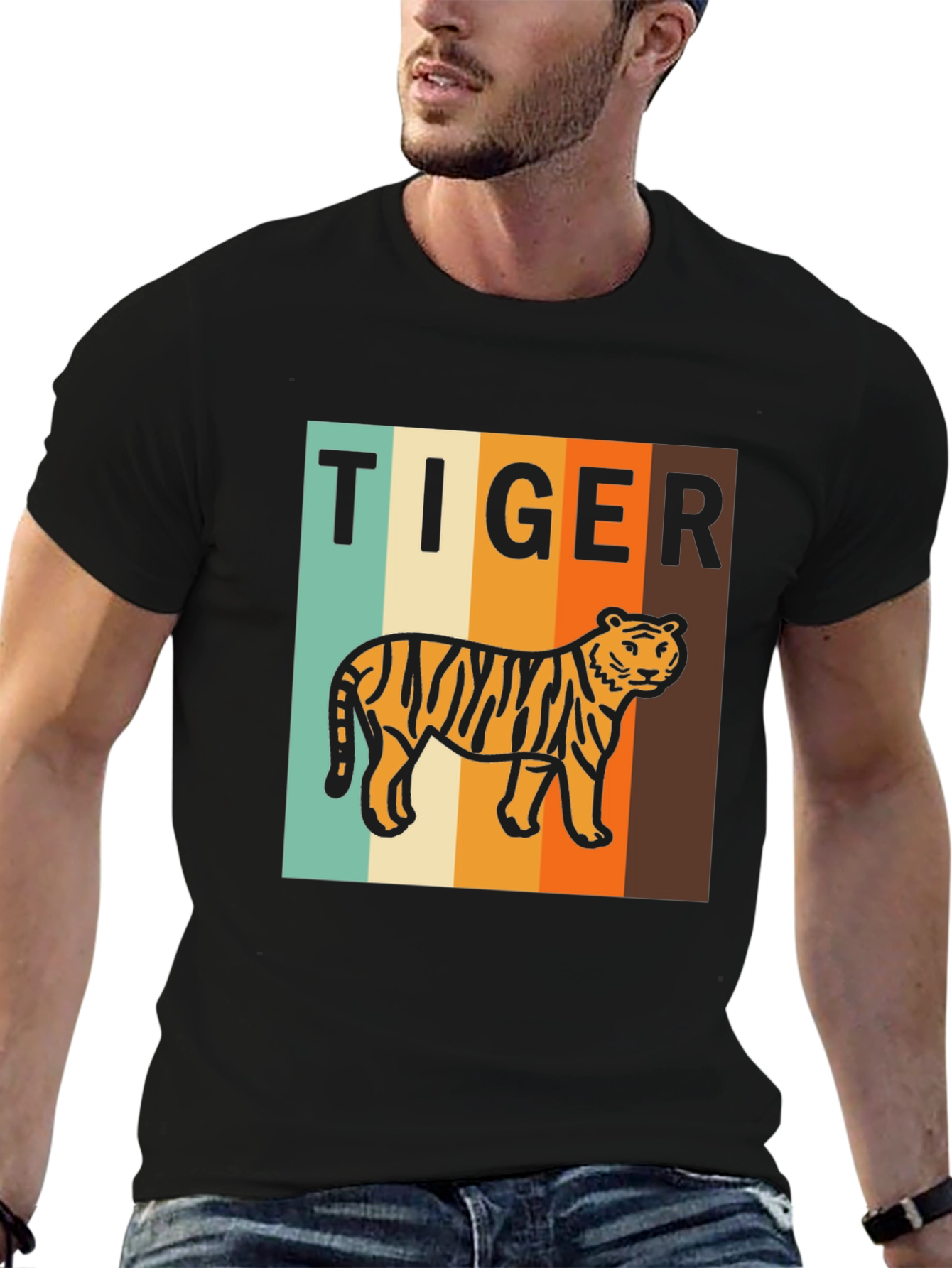 Black Retro Tiger Graphic T-Shirt - Vintage Style Tee view 6