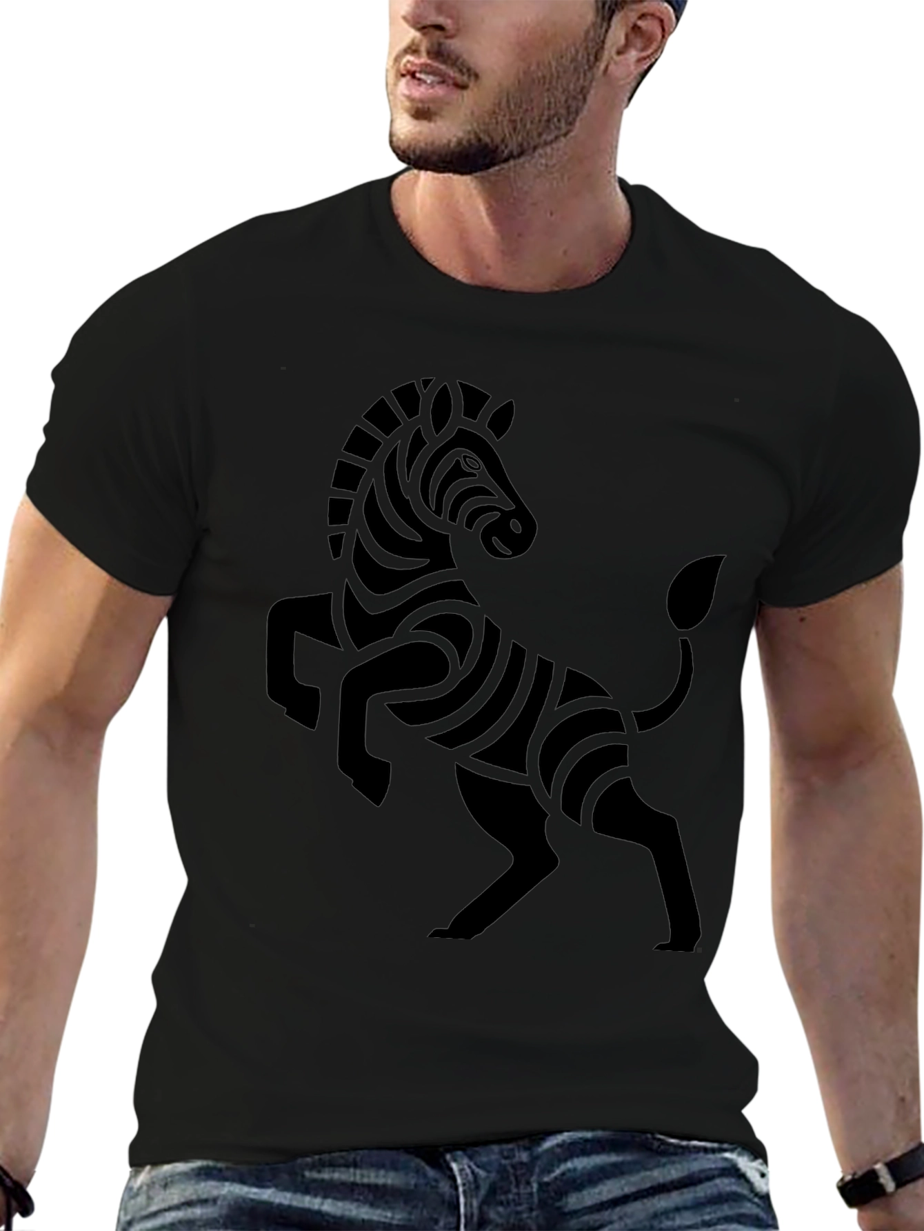 Black Black Zebra Graphic Tee - Stylish Casual Wear view 6
