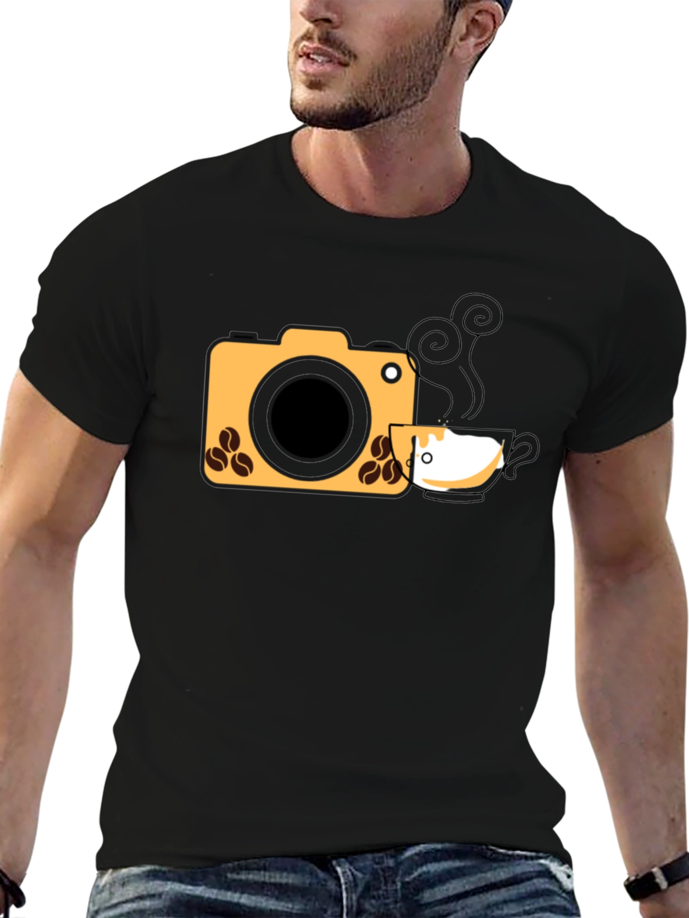 Black Coffee Camera Graphic Tee view 6