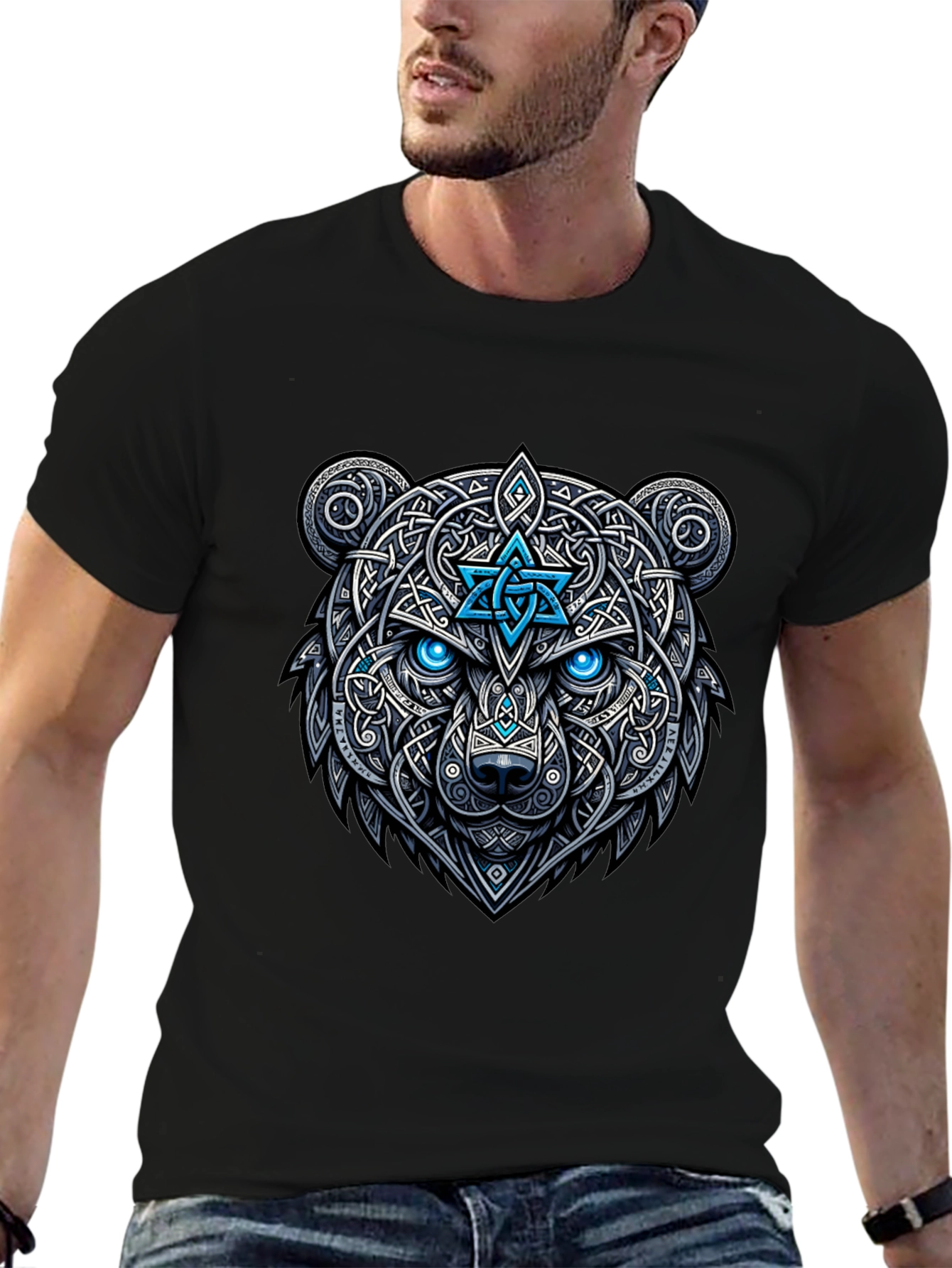 Black Celtic Bear Graphic Tee - Black view 6