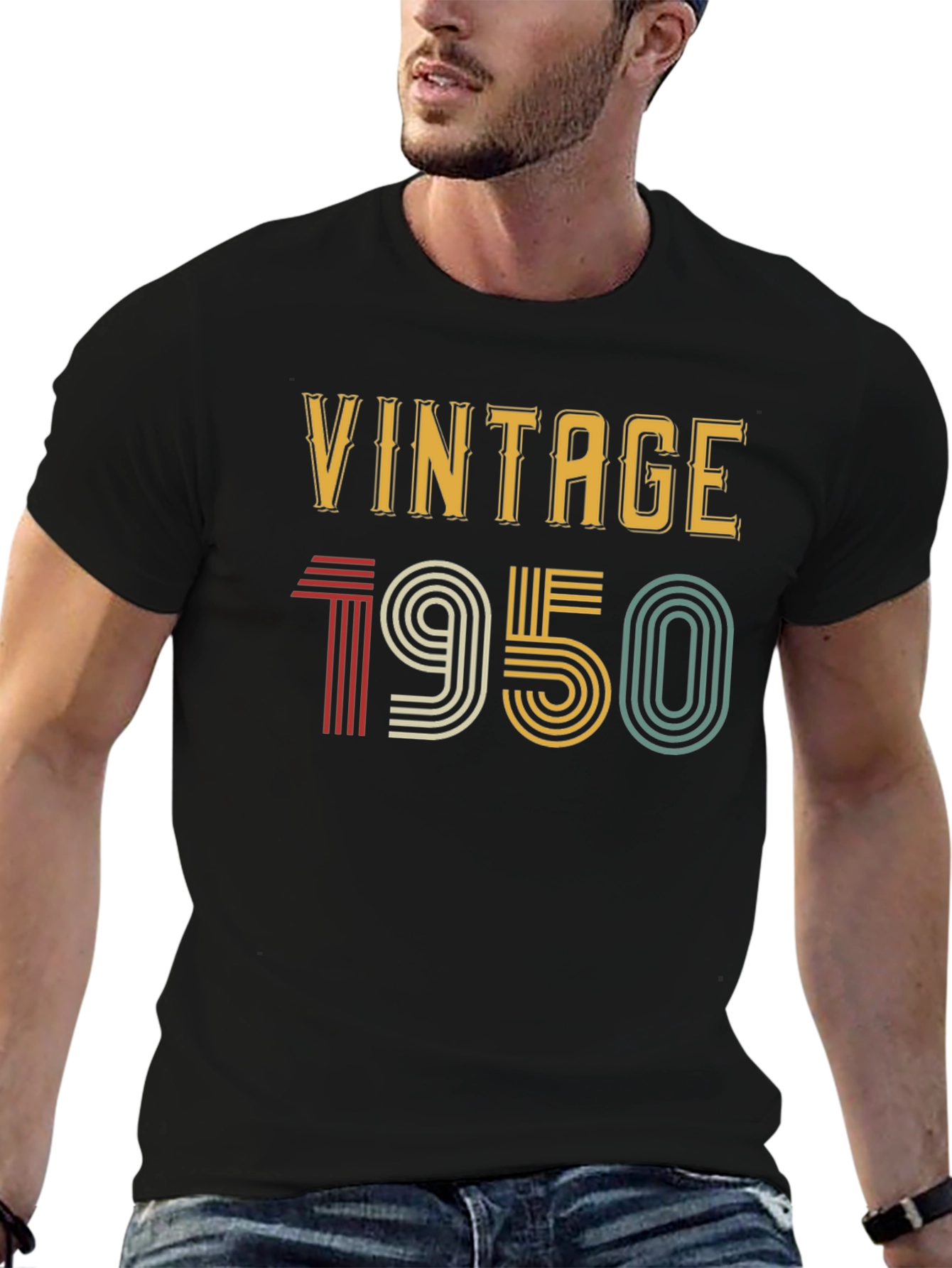 Black Vintage 1950 T-Shirt - Retro Style view 6