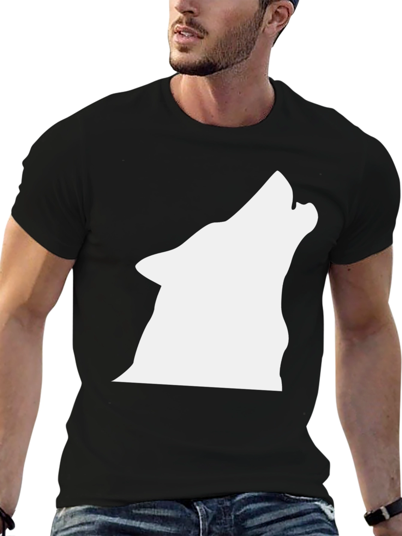 Black Wolf Howl Graphic Tee - Black view 6