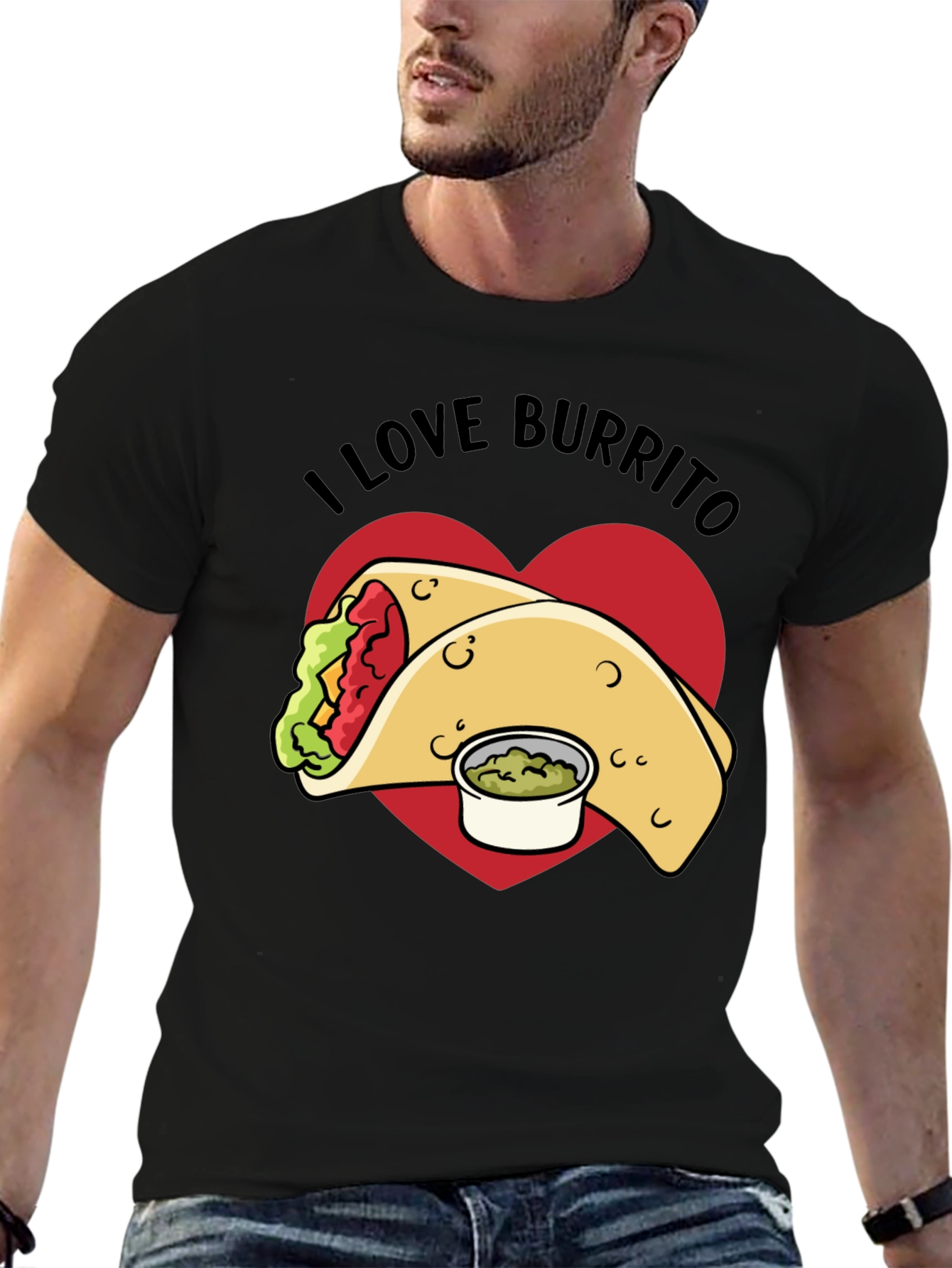 Black I Love Burrito Graphic T-Shirt view 6