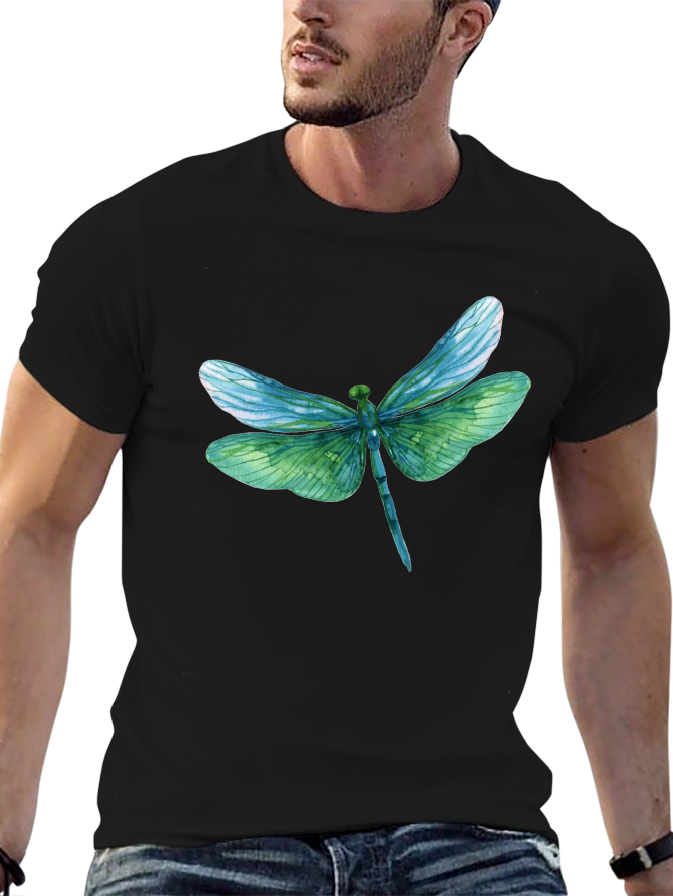 Black Dragonfly Graphic Tee - Black Cotton Blend view 6