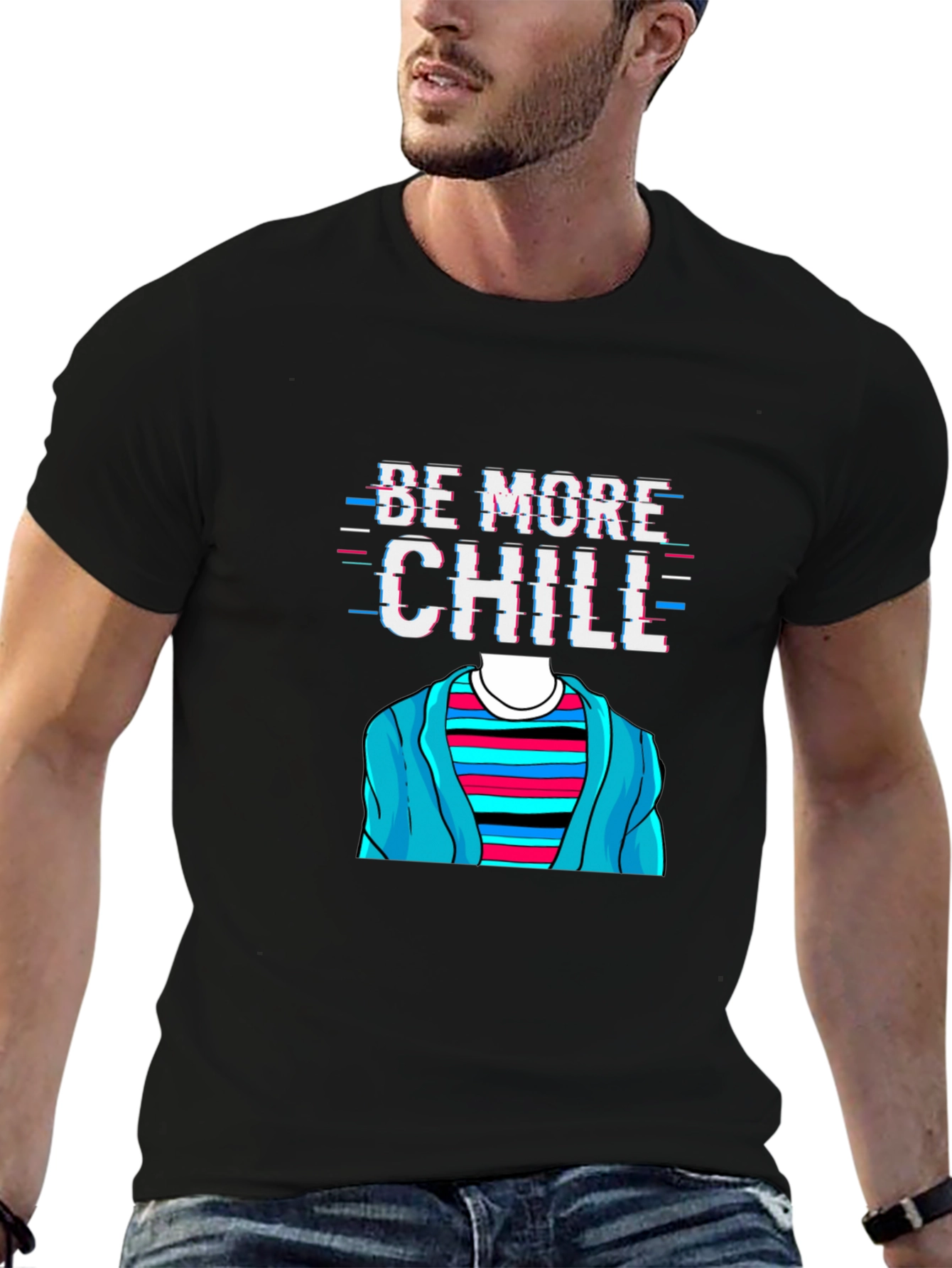 Black Be More Chill T-Shirt Funny Graphic Tee view 6