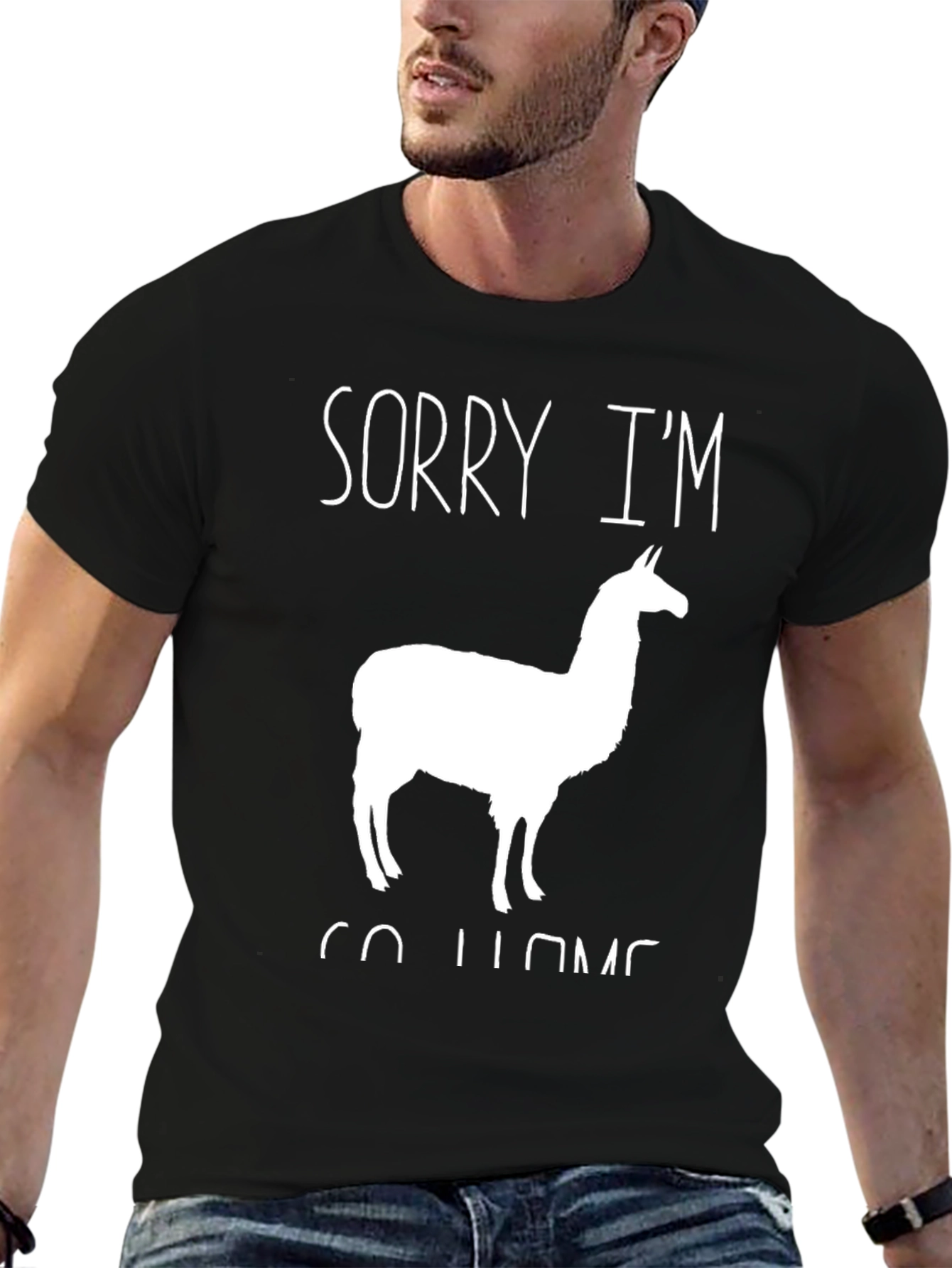 Black Sorry I'm Llama Go Home T-Shirt view 6