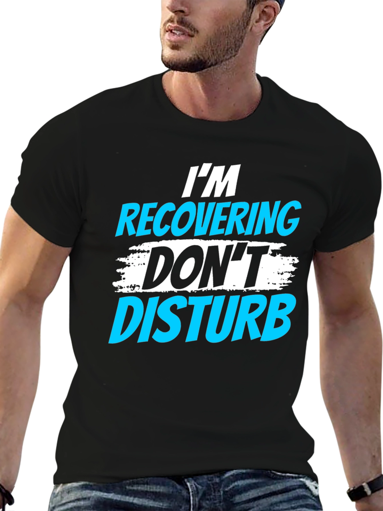 Black I'm Recovering, Don't Disturb Graphic T-Shirt view 6