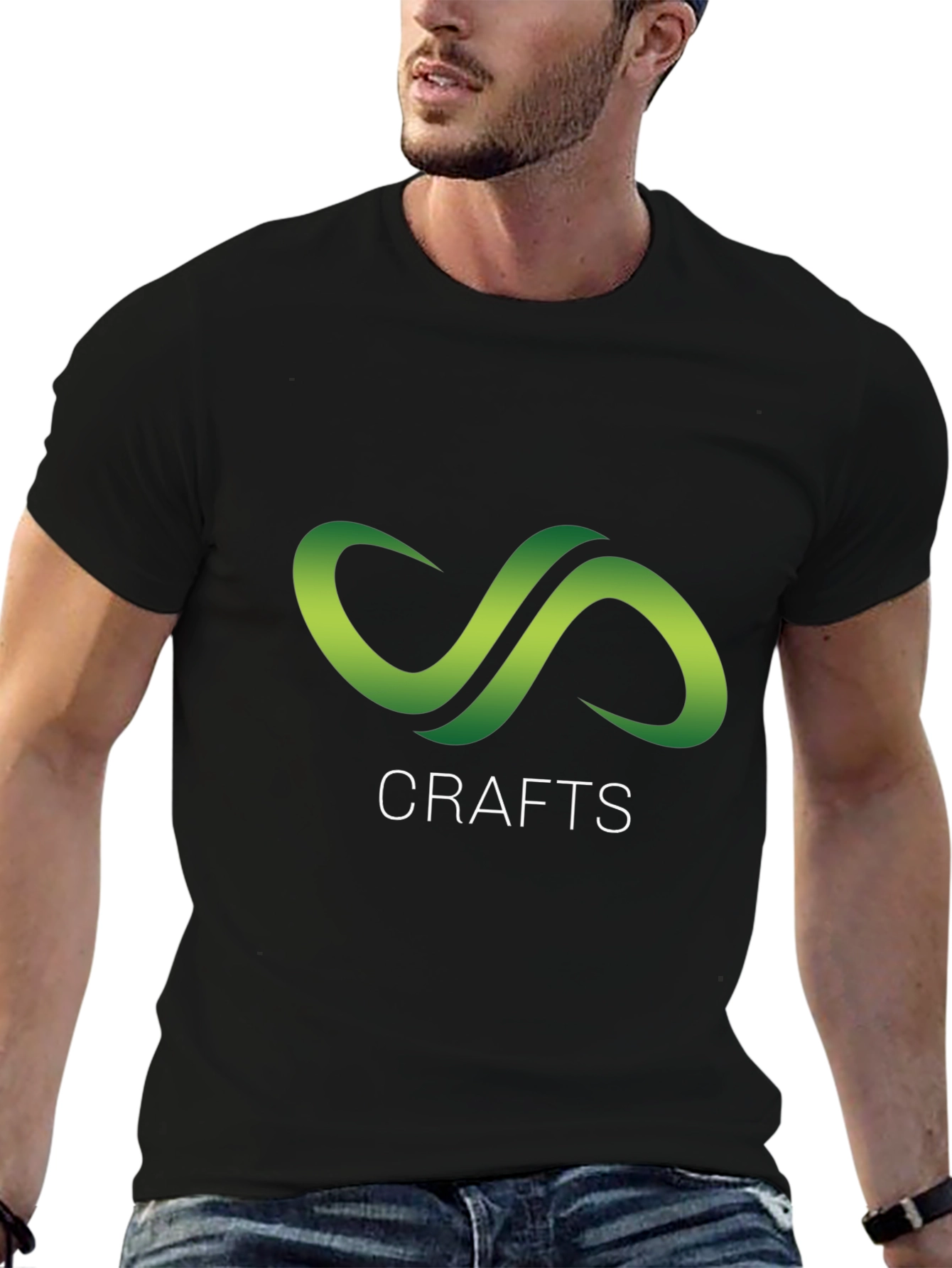 Black Crafts Black T-Shirt with Green Infinity Logo view 6