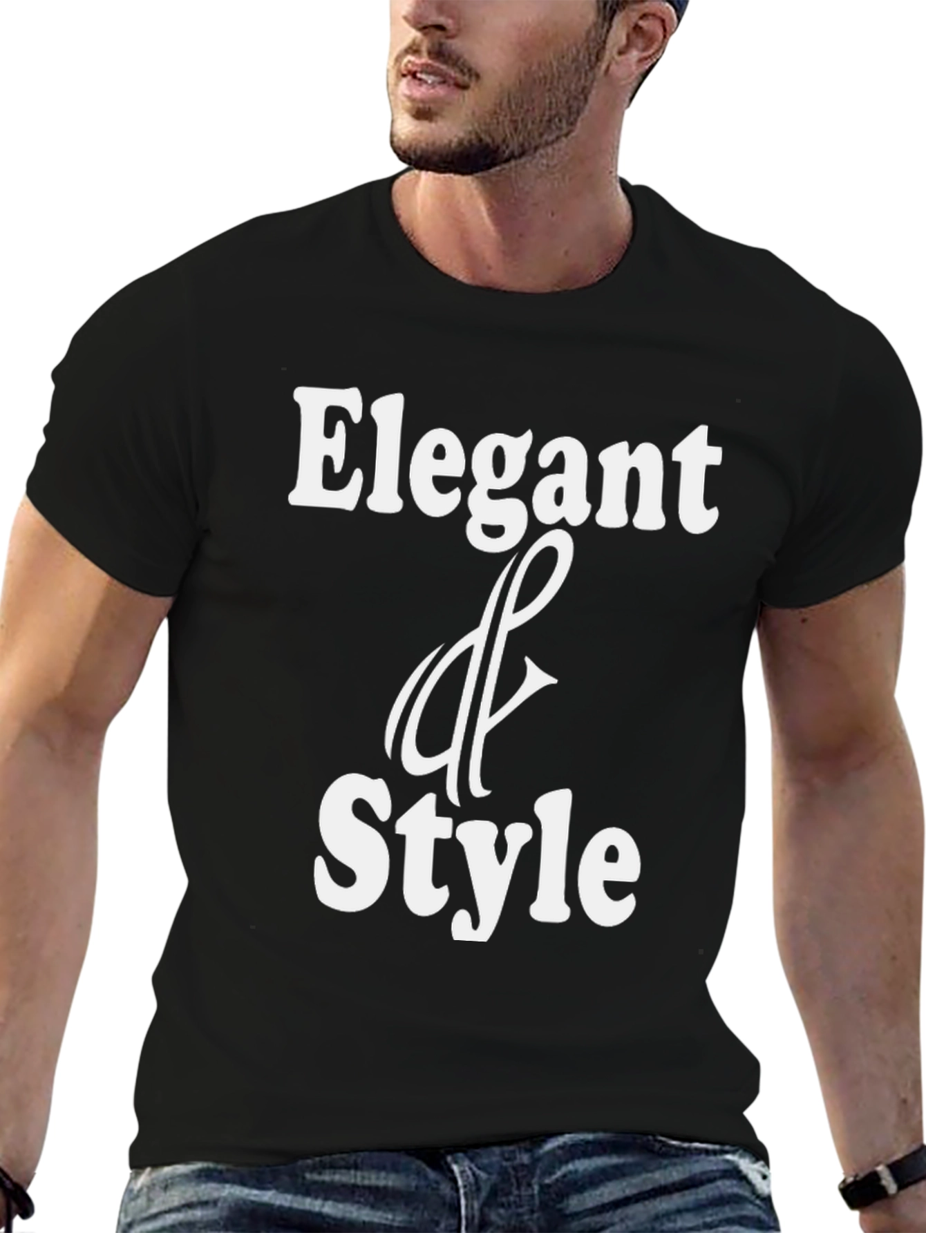 Black Elegant Style Black T-Shirt view 6