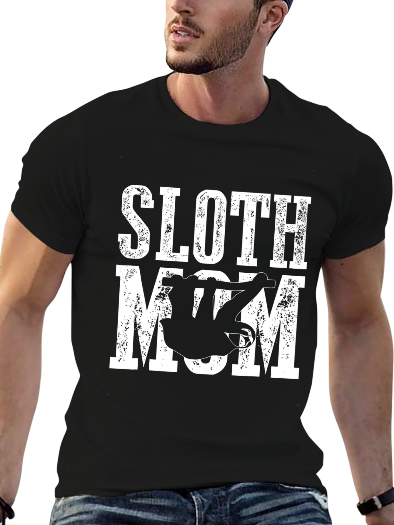 Black Sloth Mom T-Shirt - Cute Graphic Tee view 6