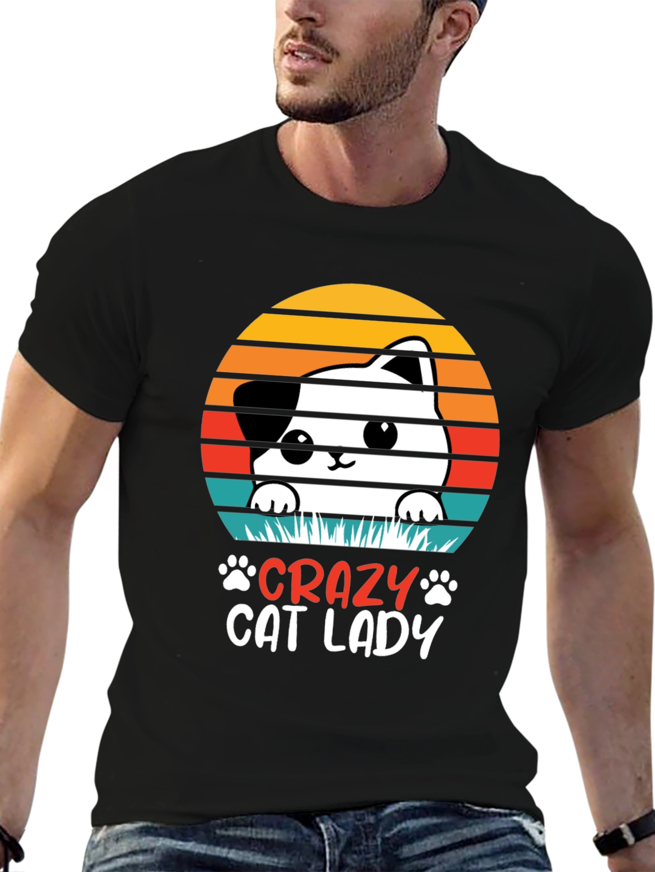 Black Crazy Cat Lady Graphic Tee view 6