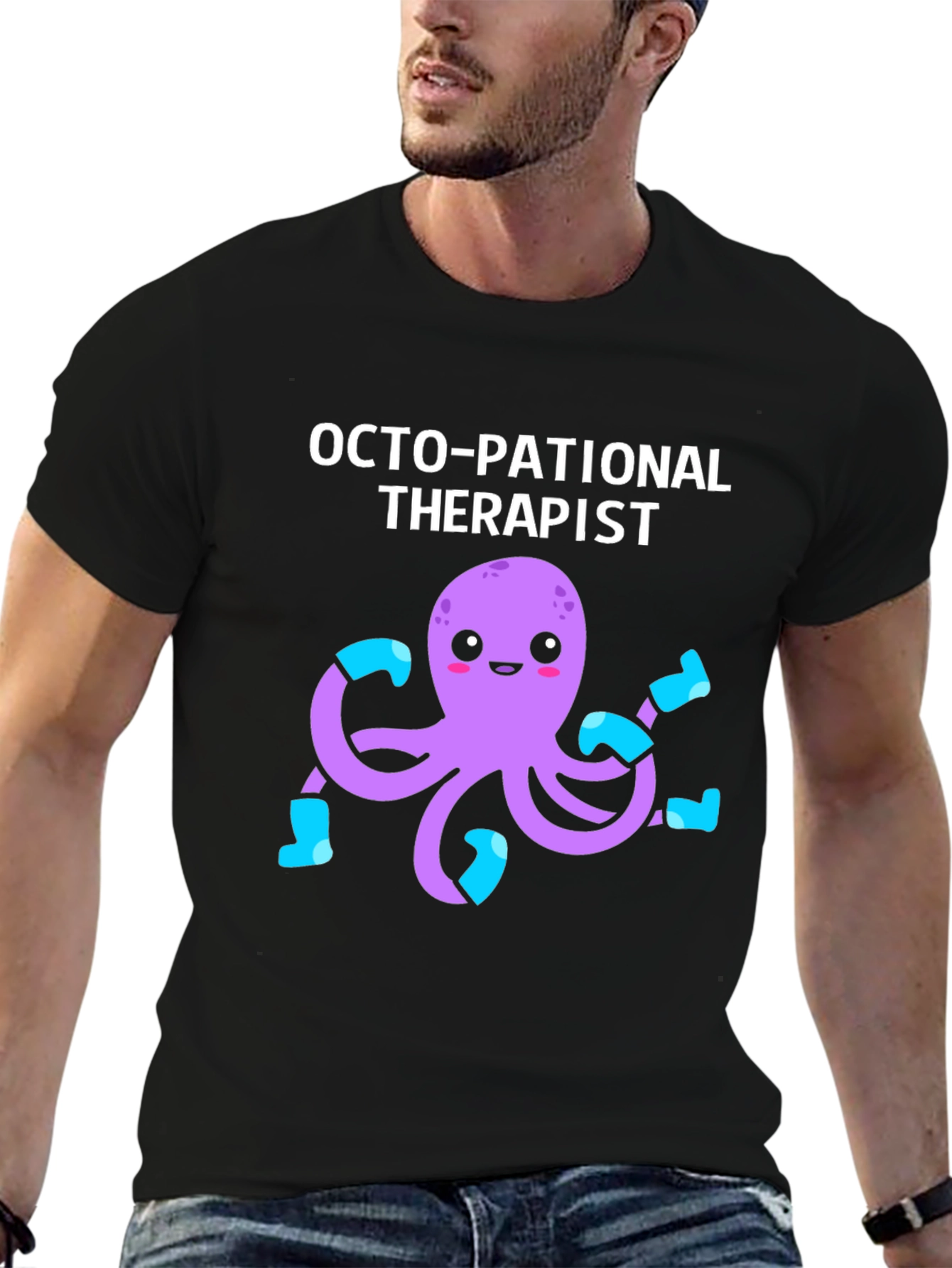 Black Octo-pational Therapist Graphic T-Shirt view 6