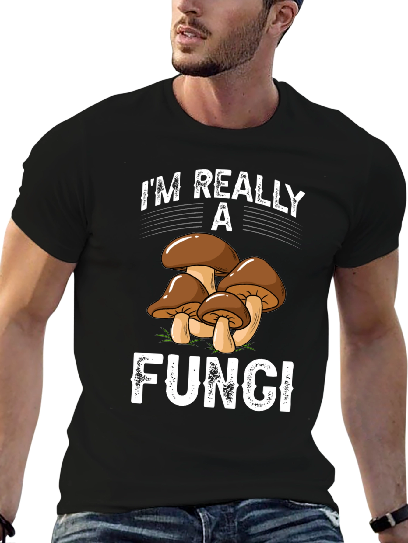 Black I'm Really a Fungi T-Shirt - Funny Mushroom Tee view 6
