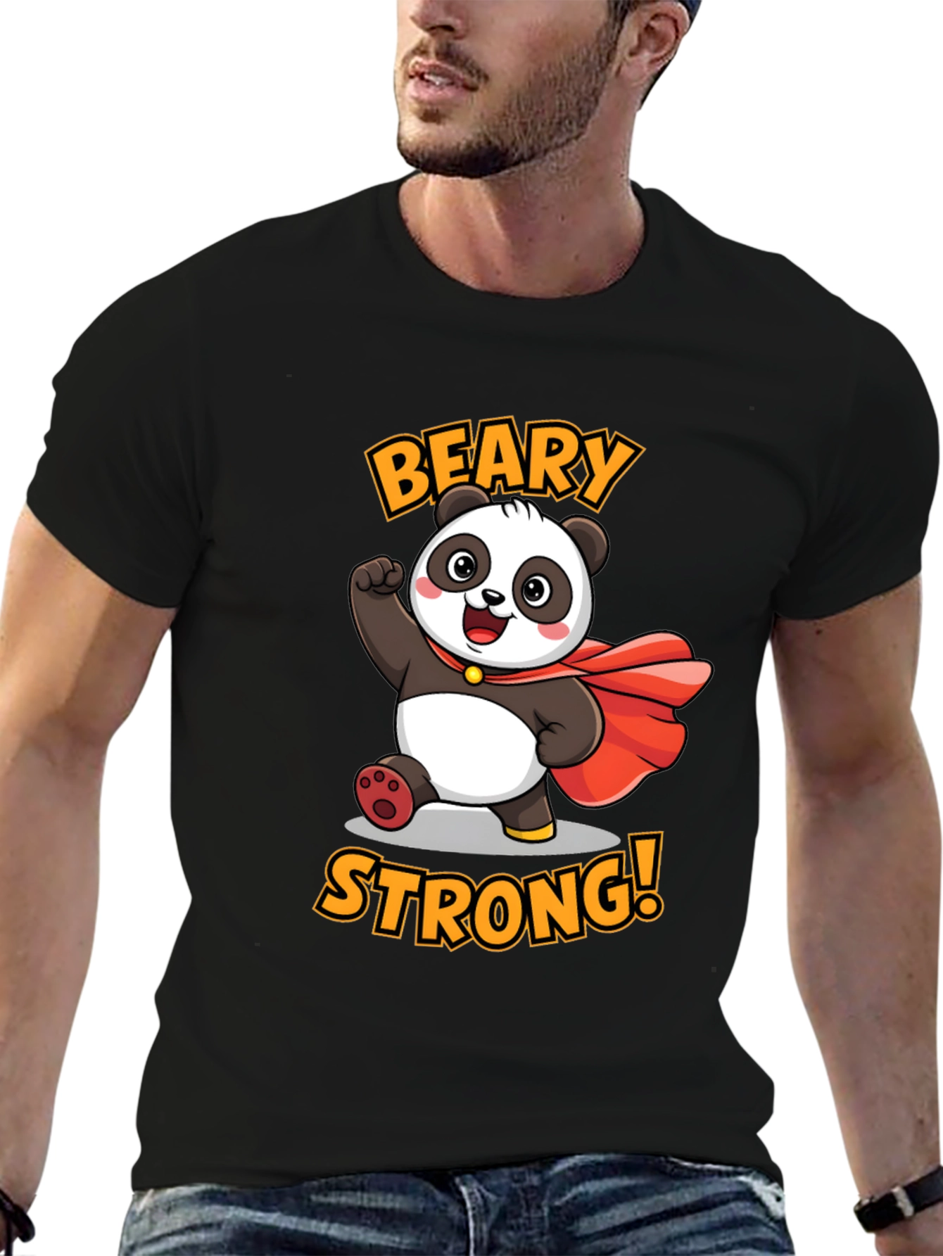 Black Beary Strong Panda Graphic Tee view 6