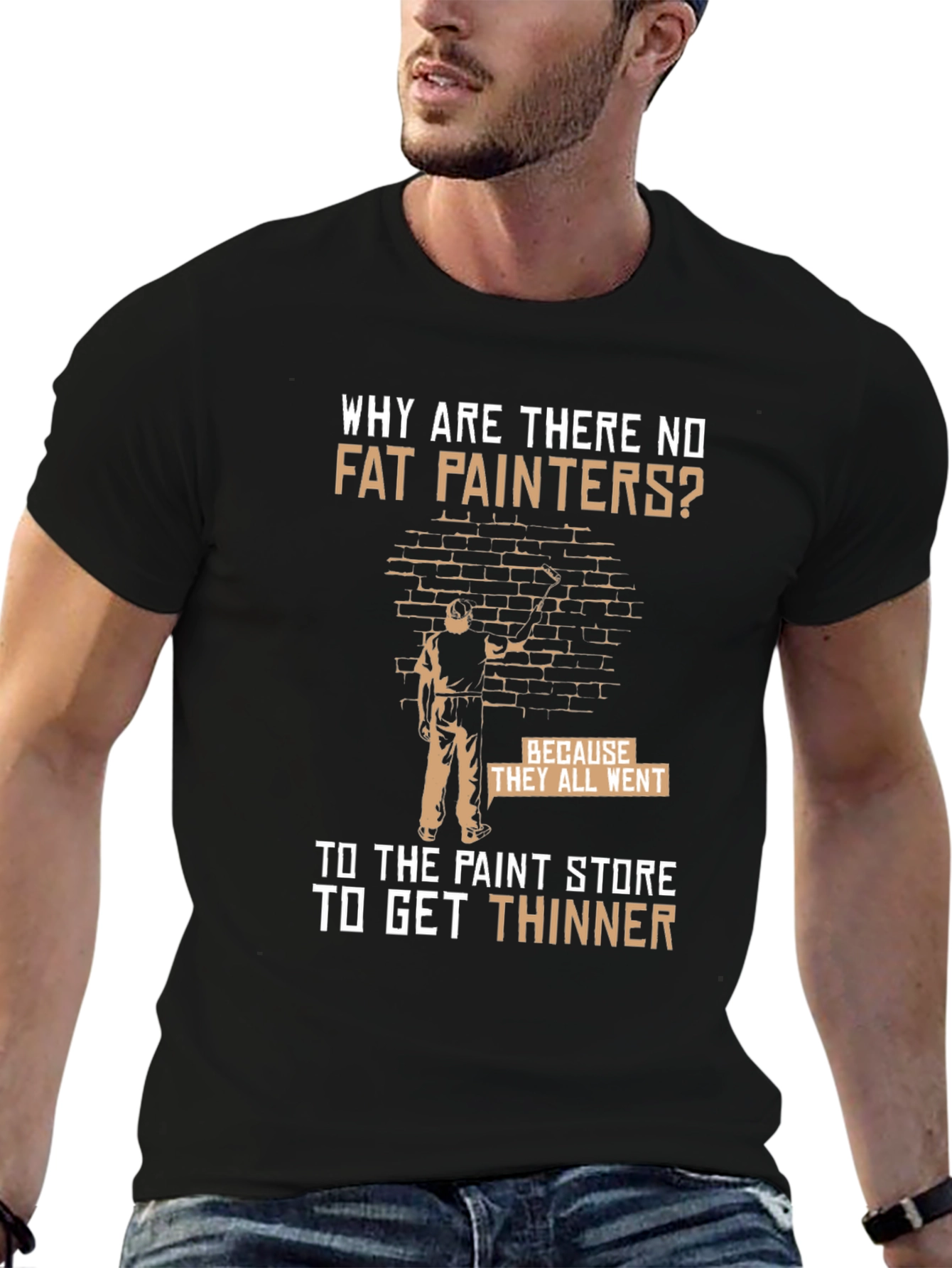 Black Funny Painter T-Shirt: Why Are There No Fat Painters? view 6