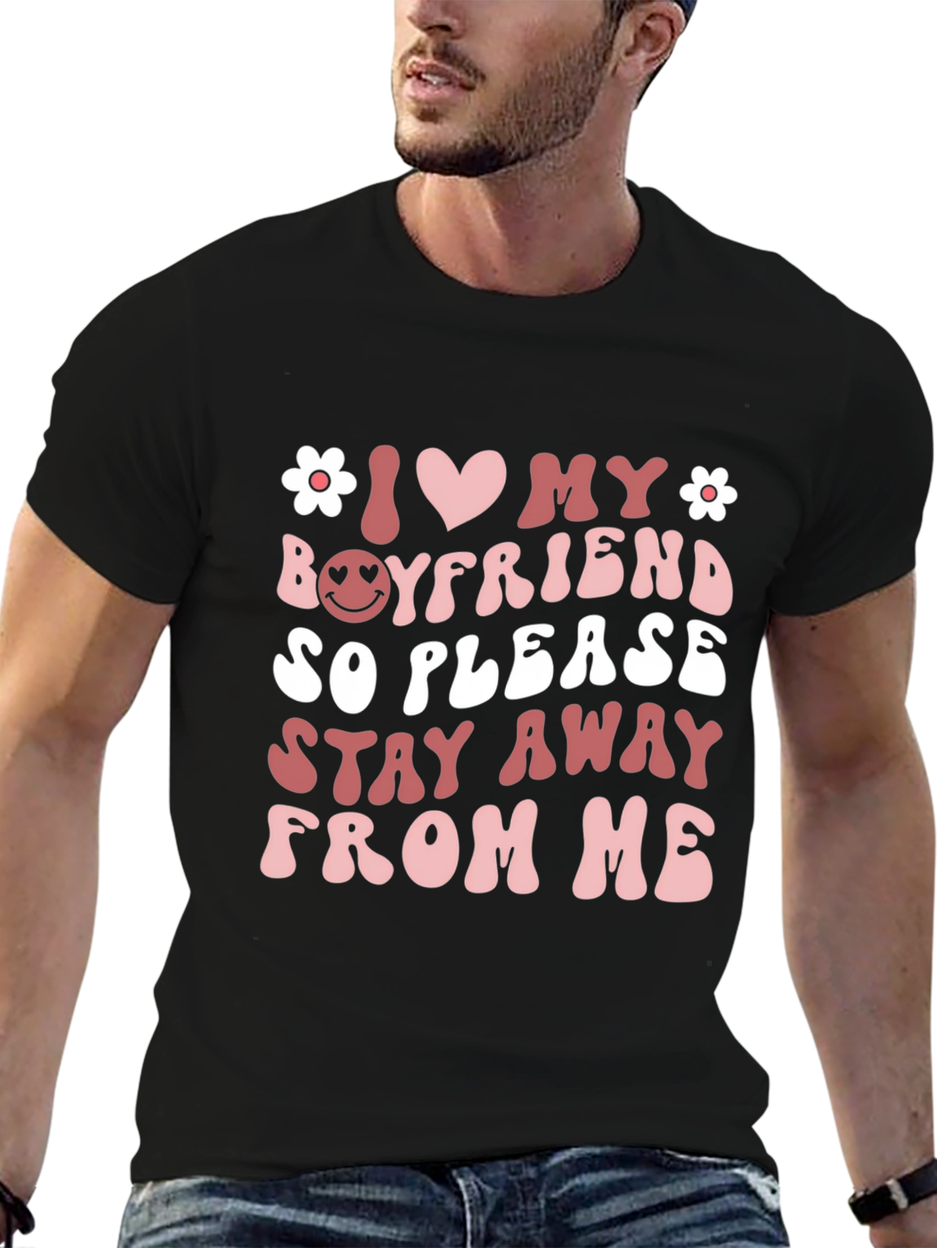 Black I Love My Boyfriend Graphic Tee - Valentine's Day T-Shirt view 6