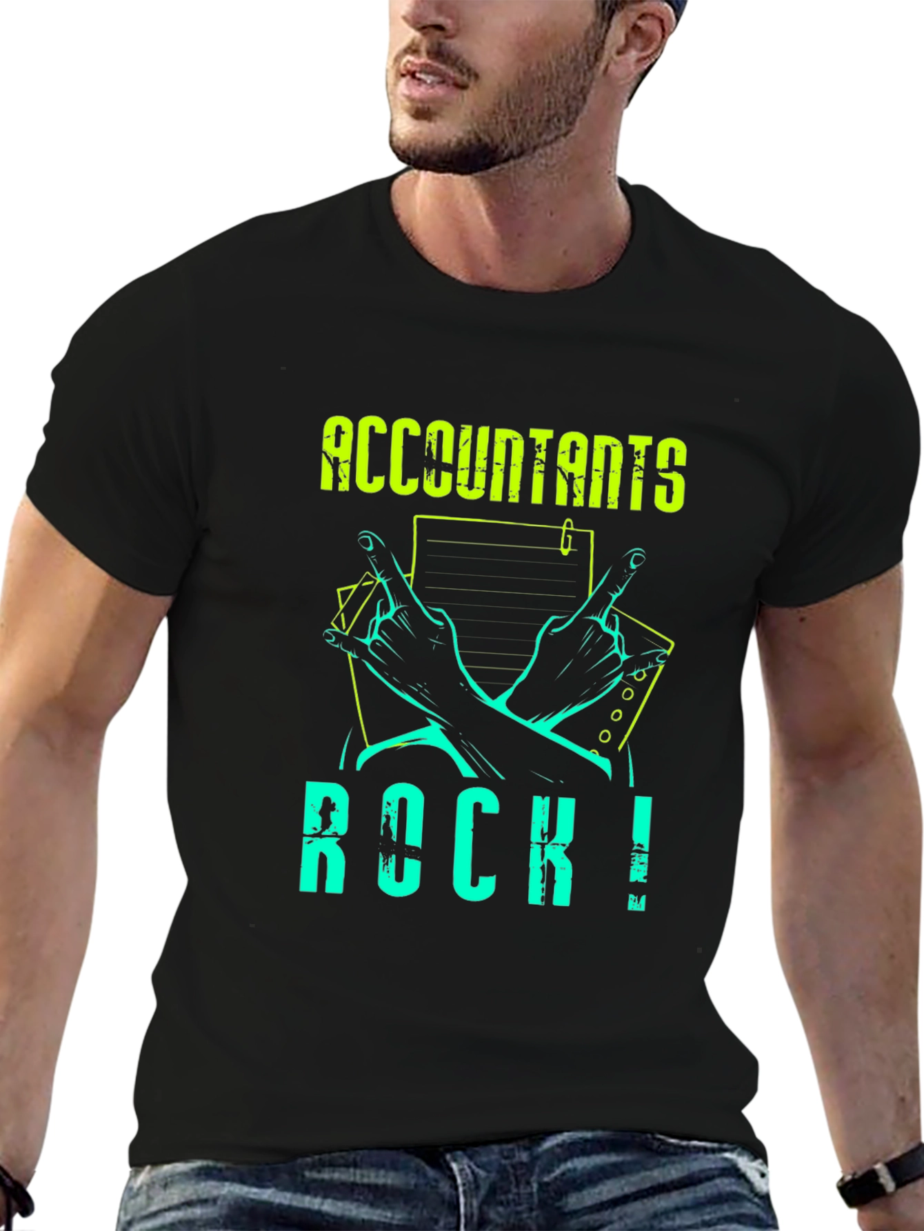 Black Accountants Rock! Graphic Tee - Black view 6