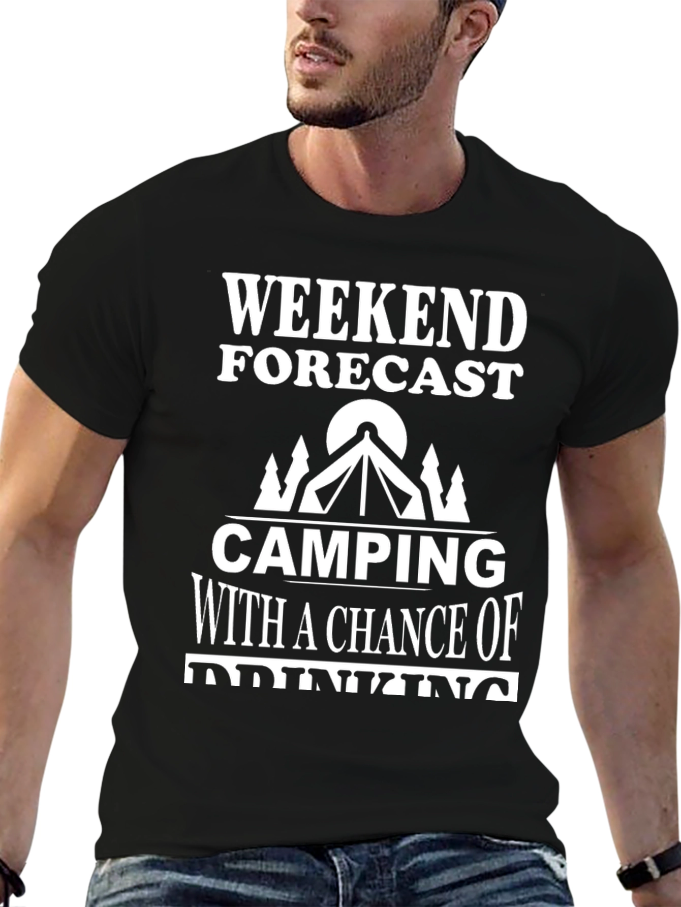 Black Camping & Drinking T-Shirt - Weekend Forecast view 6