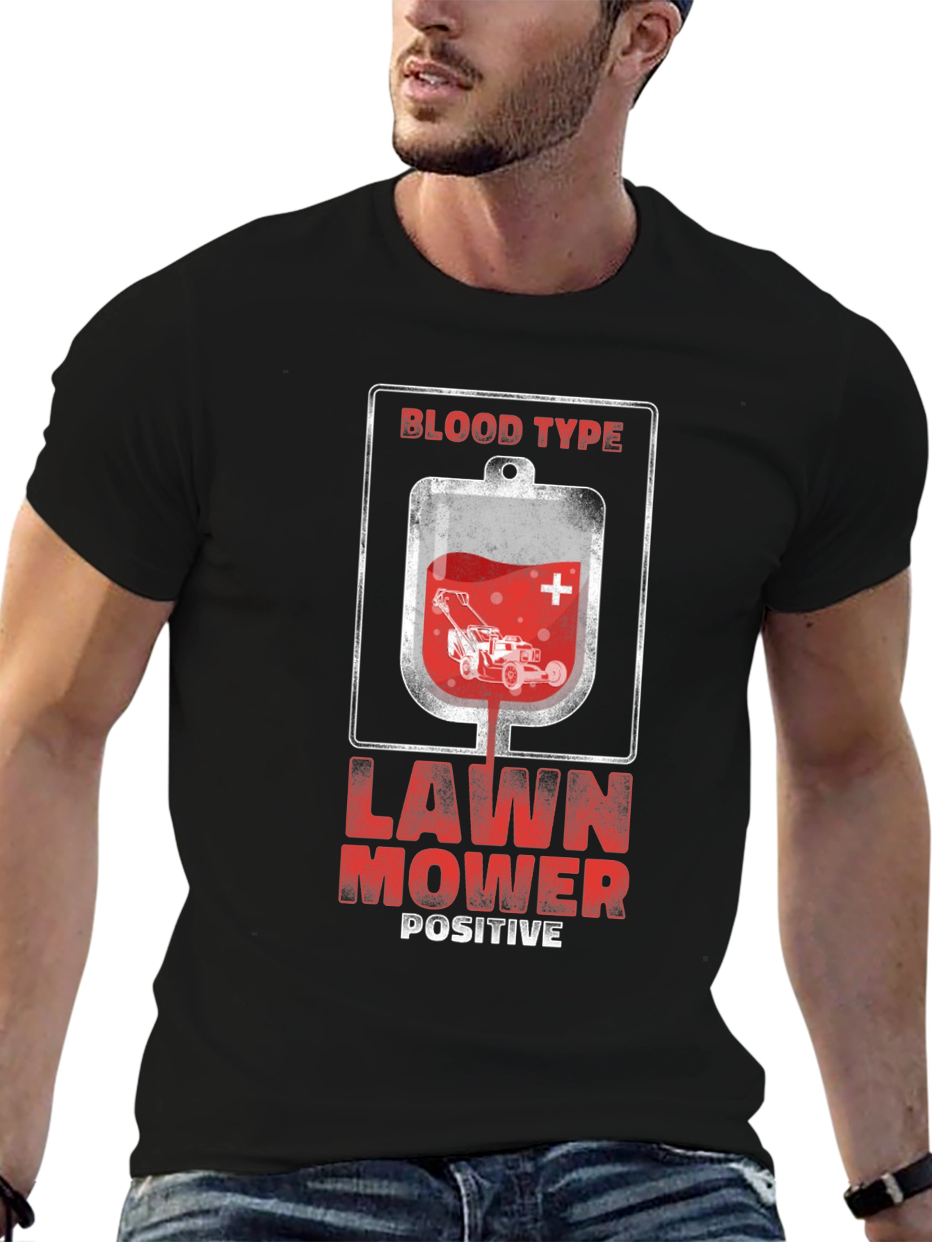 Black Lawn Mower Positive T-Shirt view 6