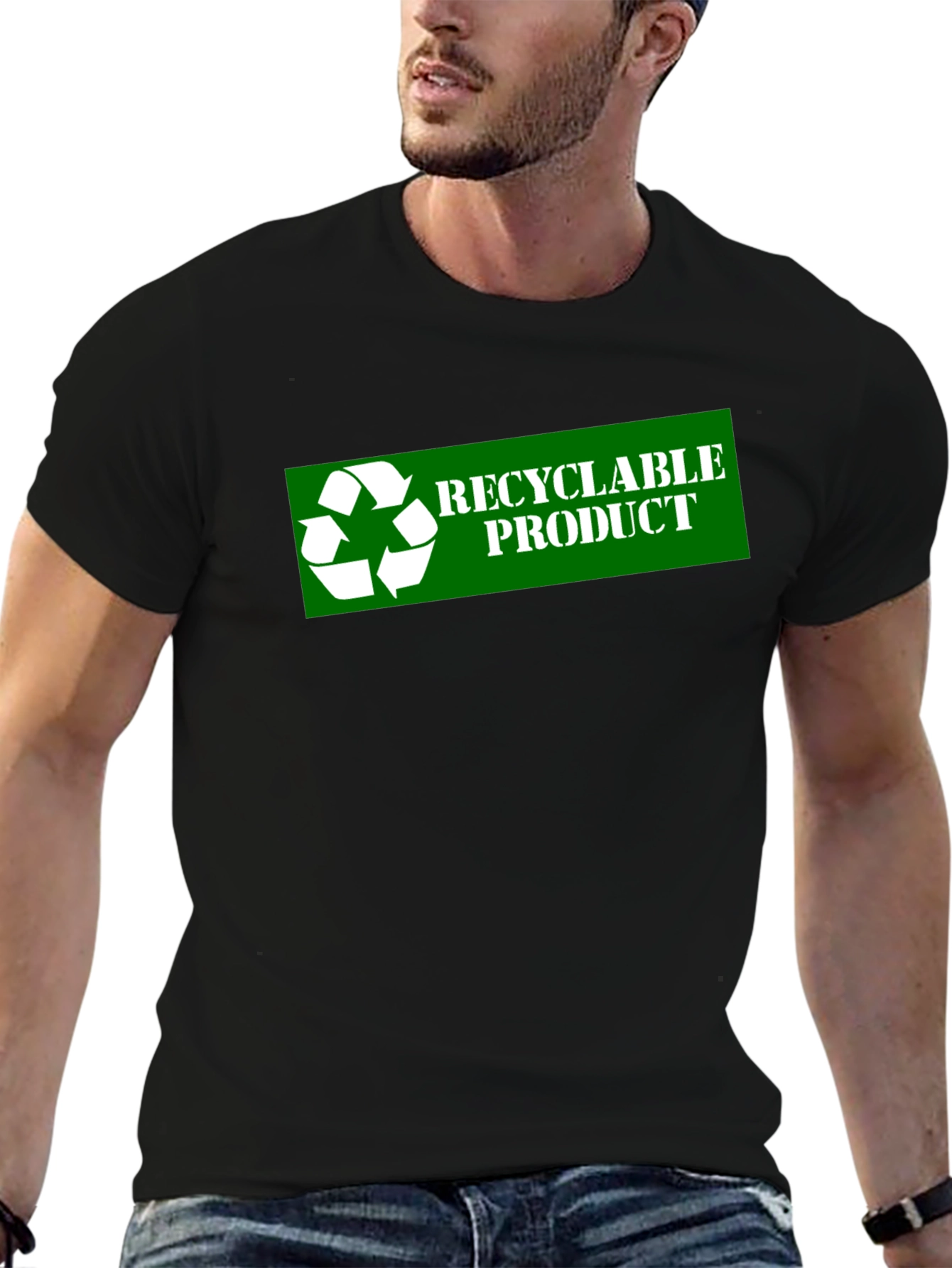 Black Recyclable Product Black T-Shirt view 6