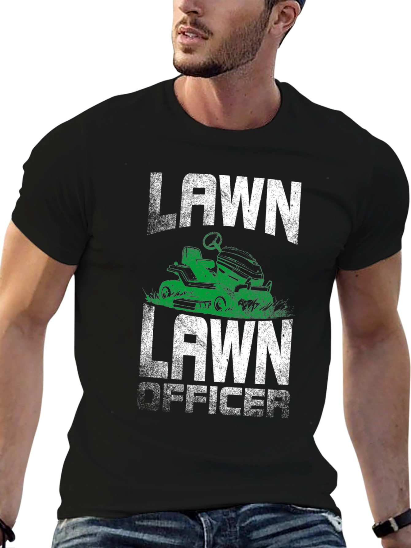 Black Lawn Officer Graphic Tee - Funny Mowing Shirt view 6