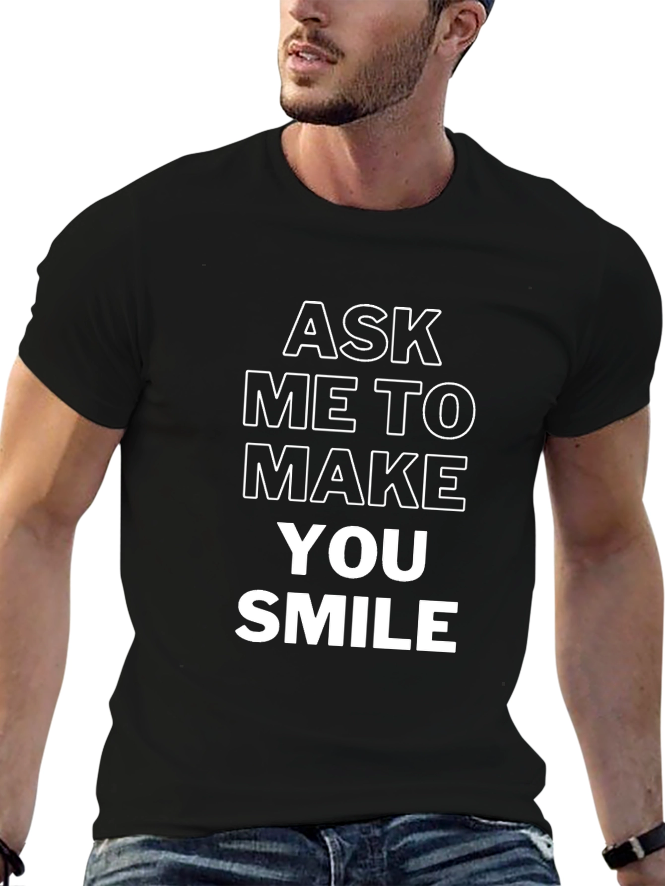 Black Ask Me to Make You Smile Black Tee view 6