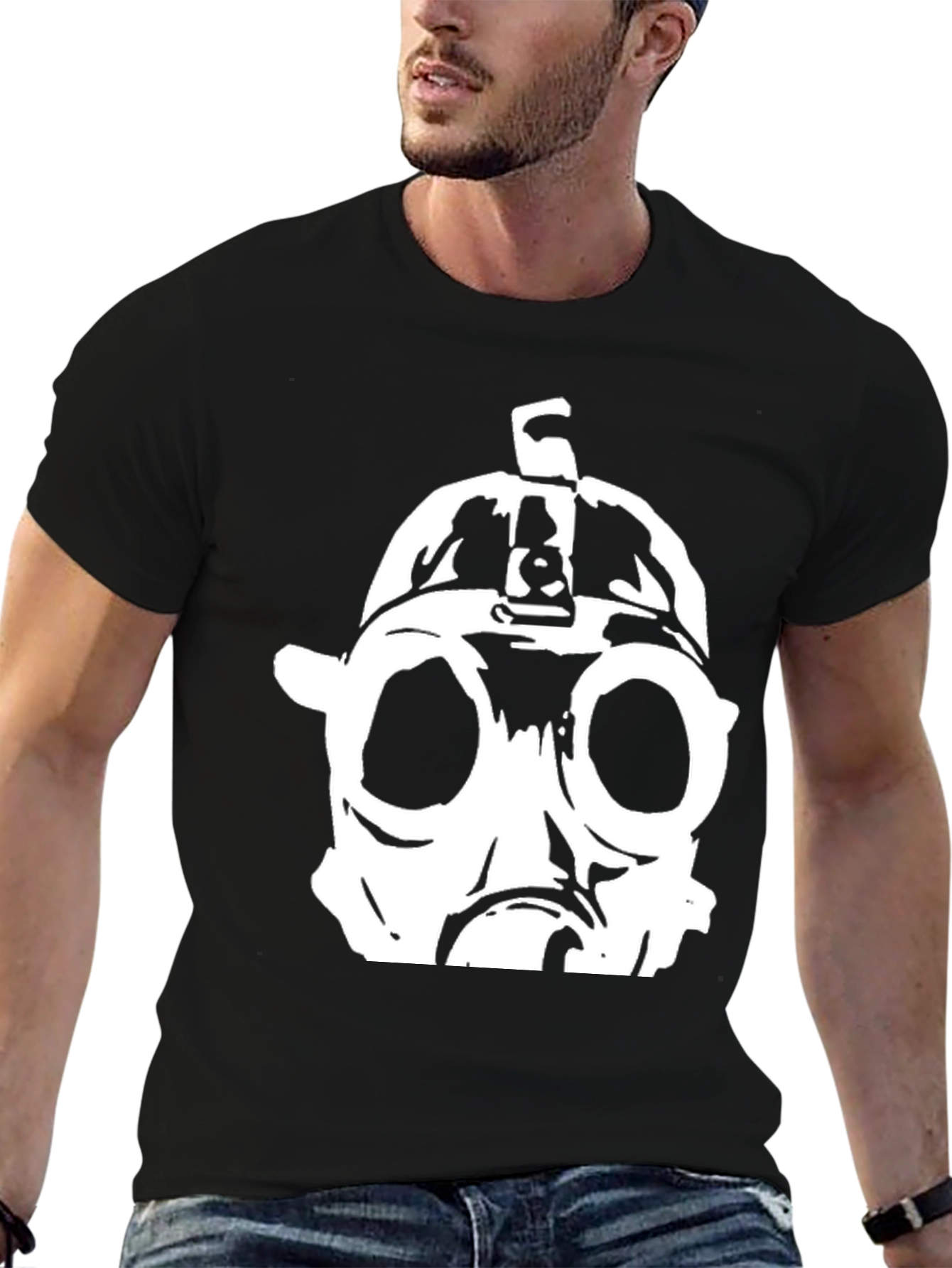 Black Gas Mask Graphic Tee - Bold Statement Shirt view 6