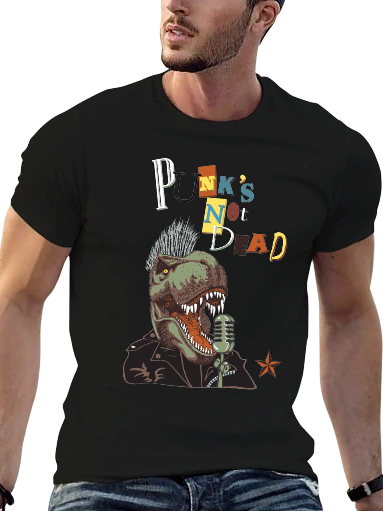 Black Punk Dino T-Shirt view 6