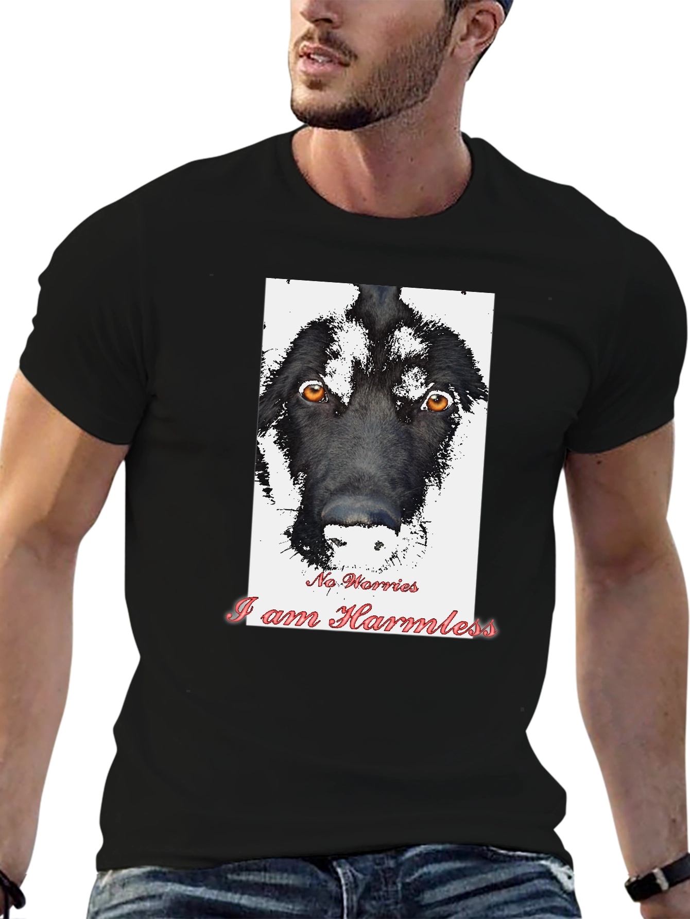 Black Harmless Dog Graphic T-Shirt view 6