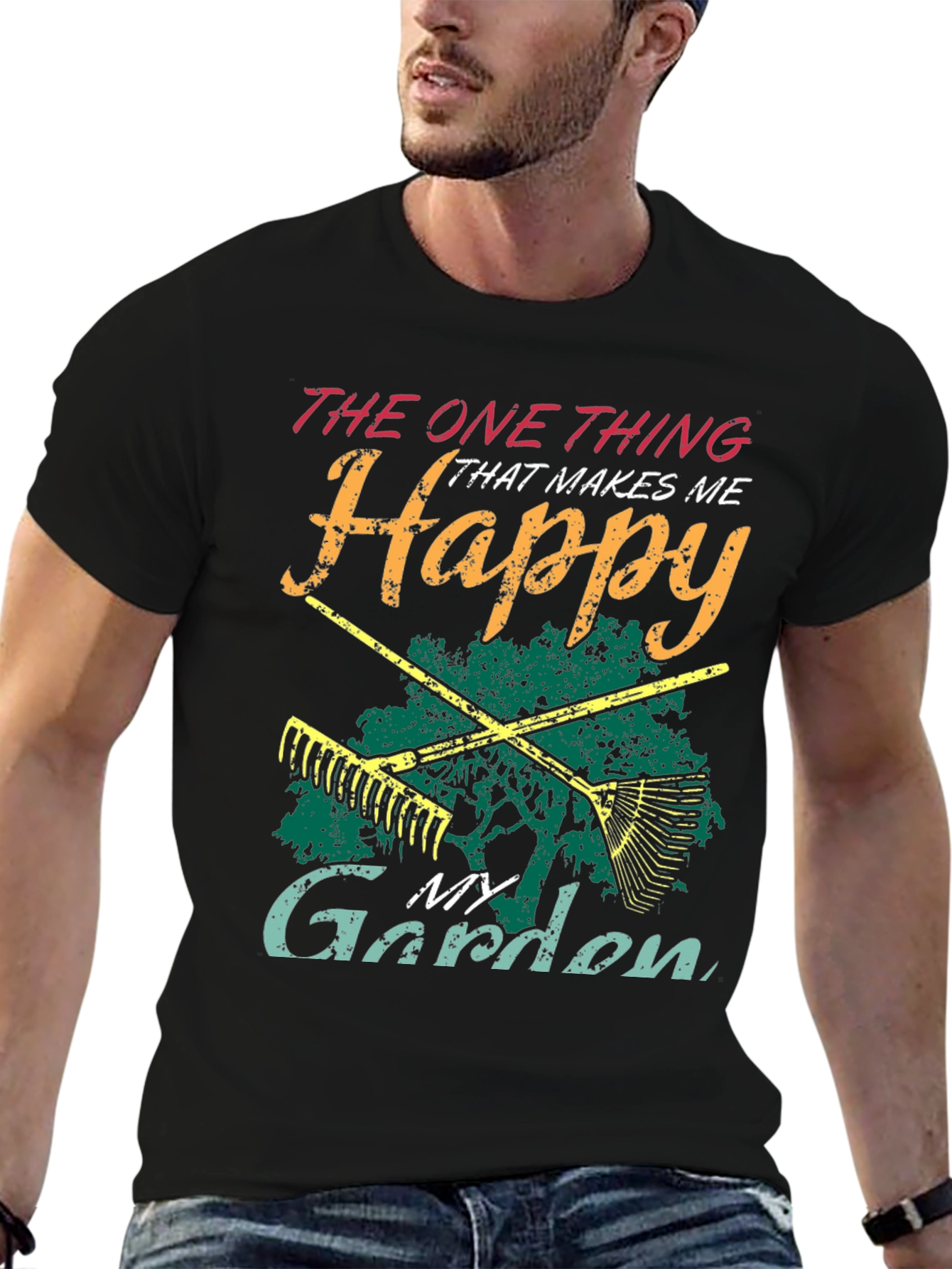 Black Happy Garden T-Shirt - Gardening Lover's Tee view 6