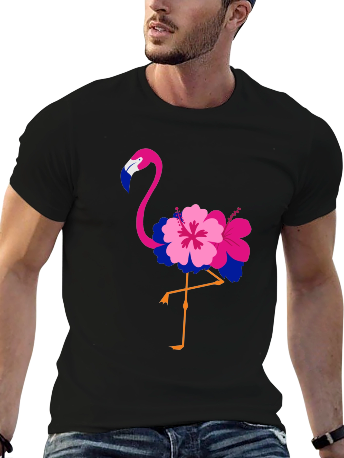 Black Bisexual Pride Flamingo T-Shirt view 6