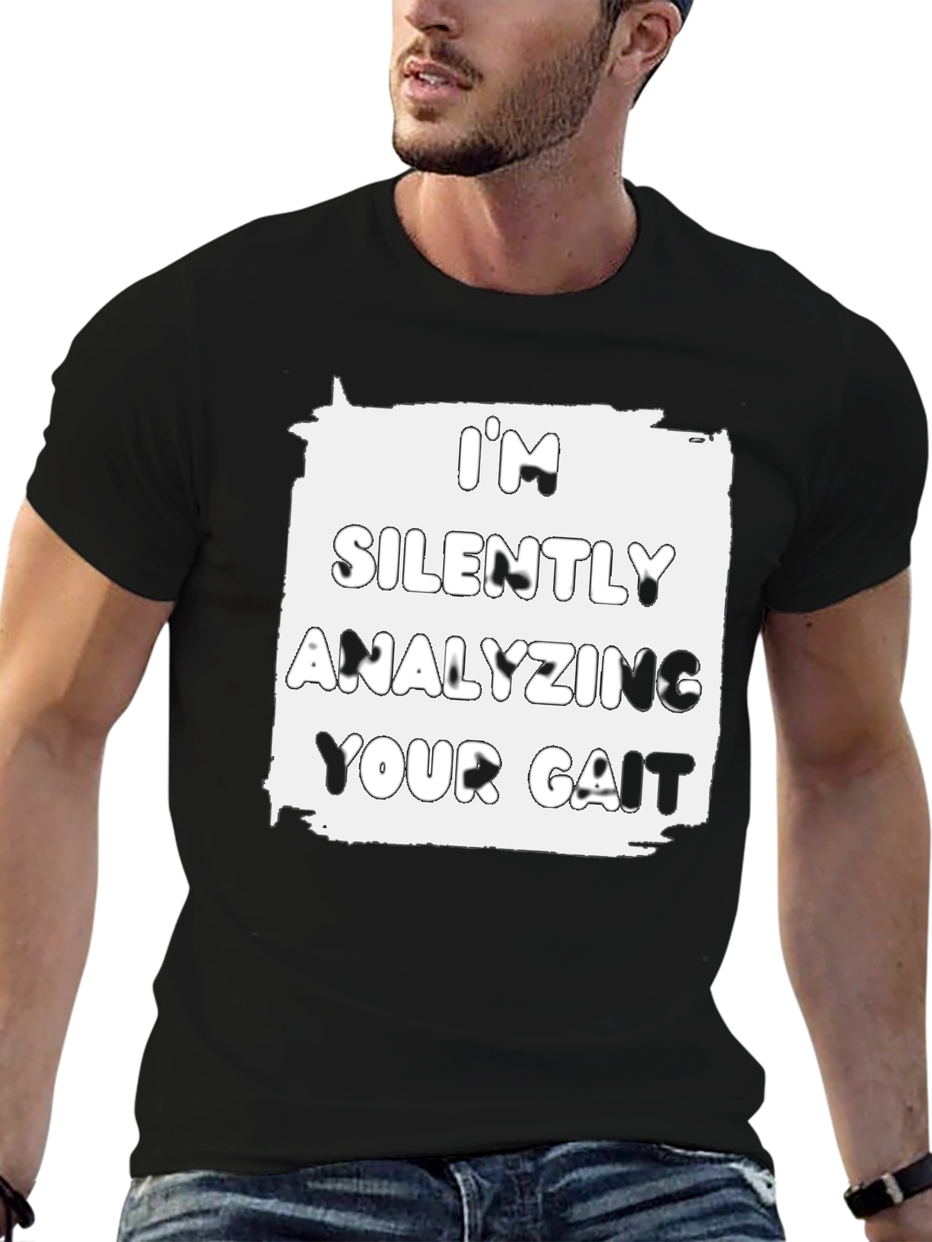 Black Analyzing Your Gait Graphic Tee - Black Cotton T-Shirt view 6