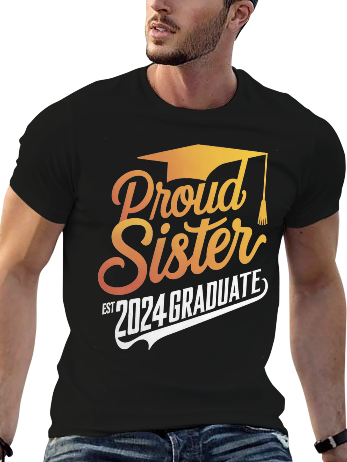Proud Sister 2024 Graduate Black T-Shirt - 6