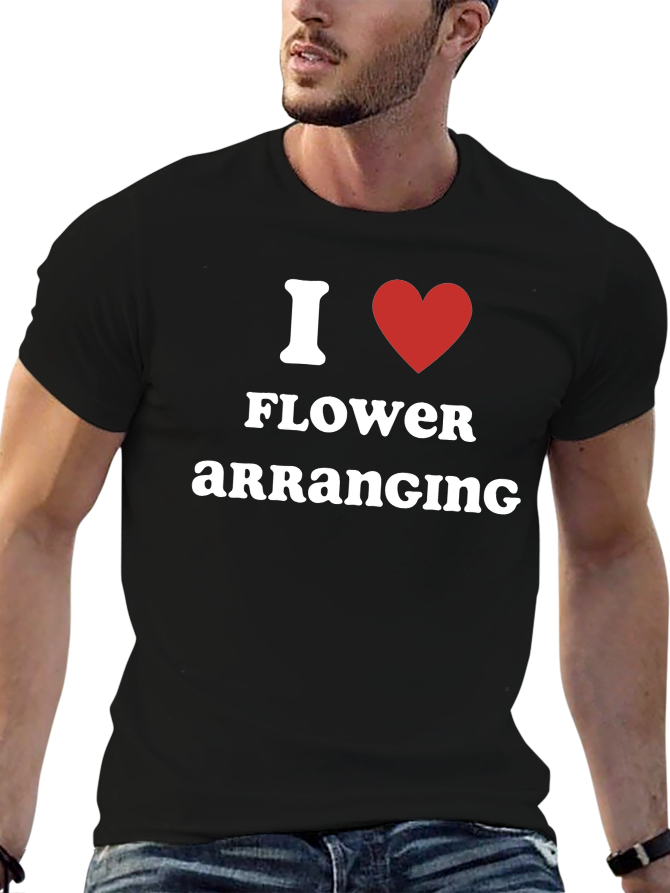 Black I Love Flower Arranging Black T-Shirt view 6
