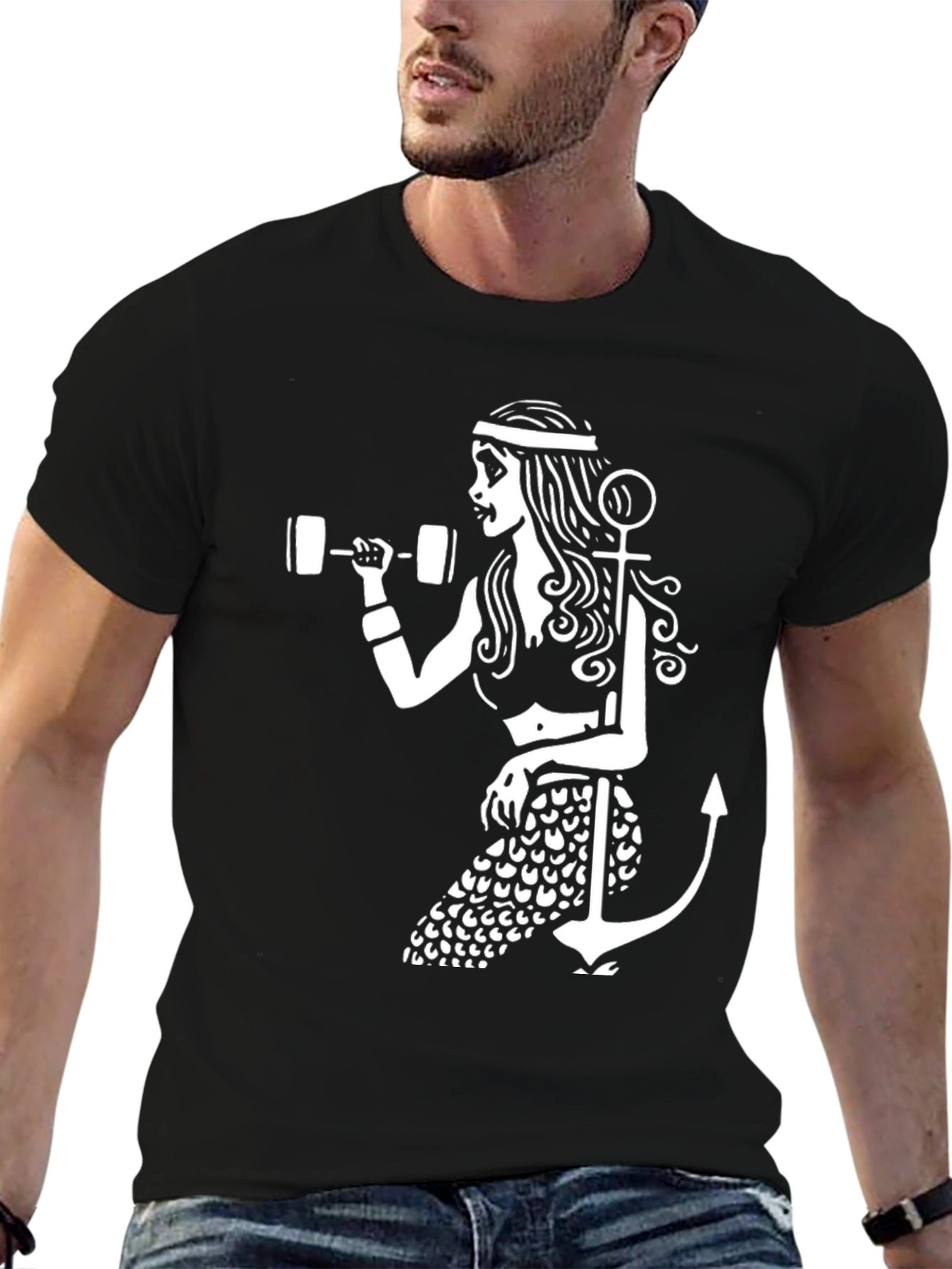 Mermaid Lifting Weights Graphic T-Shirt - 6
