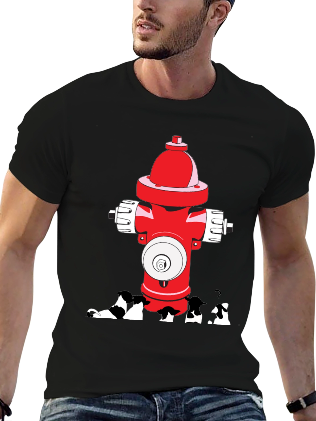 Black Dog Peeing on Fire Hydrant Graphic Tee view 6