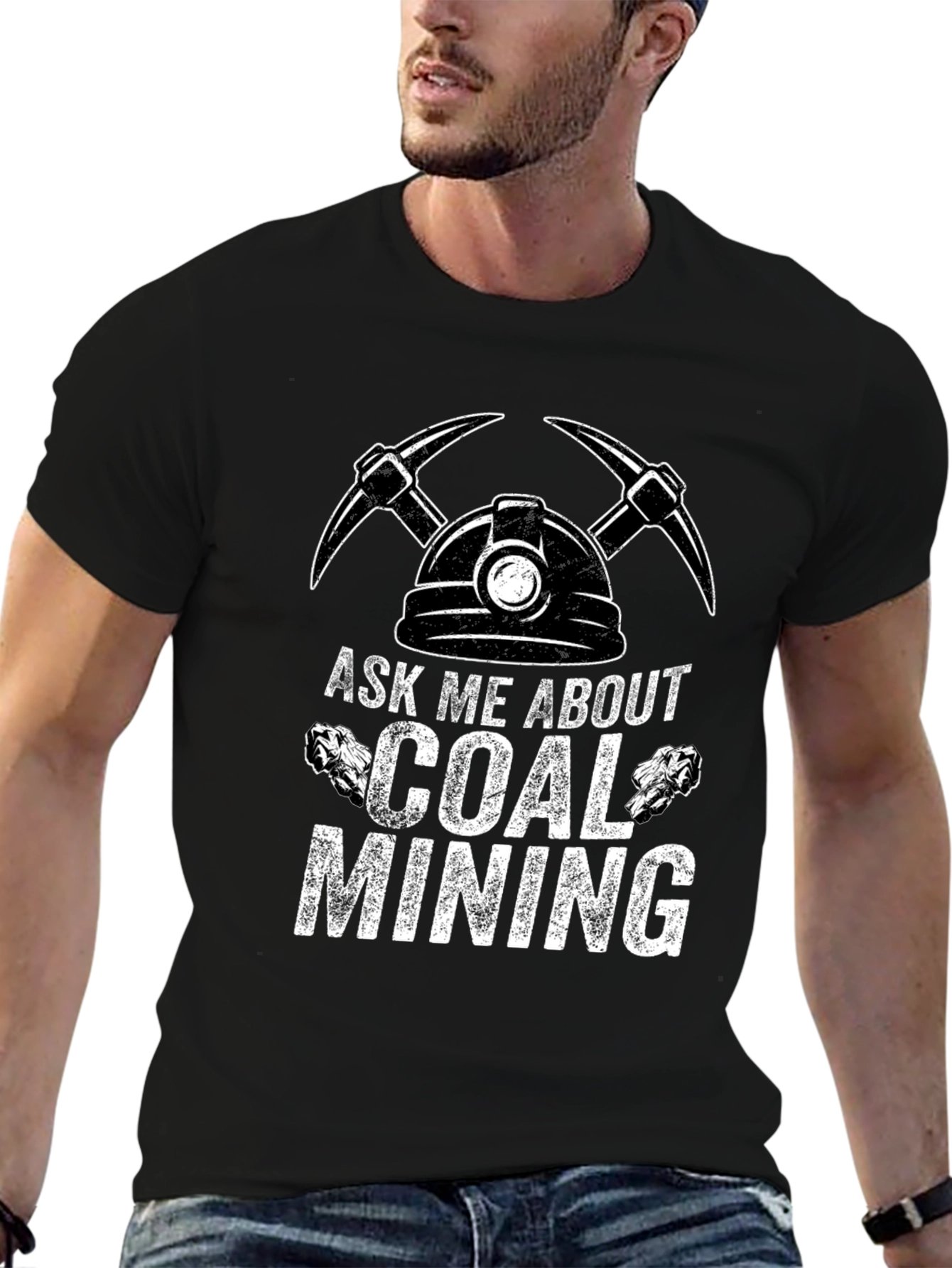 Black Ask Me About Coal Mining T-Shirt view 6