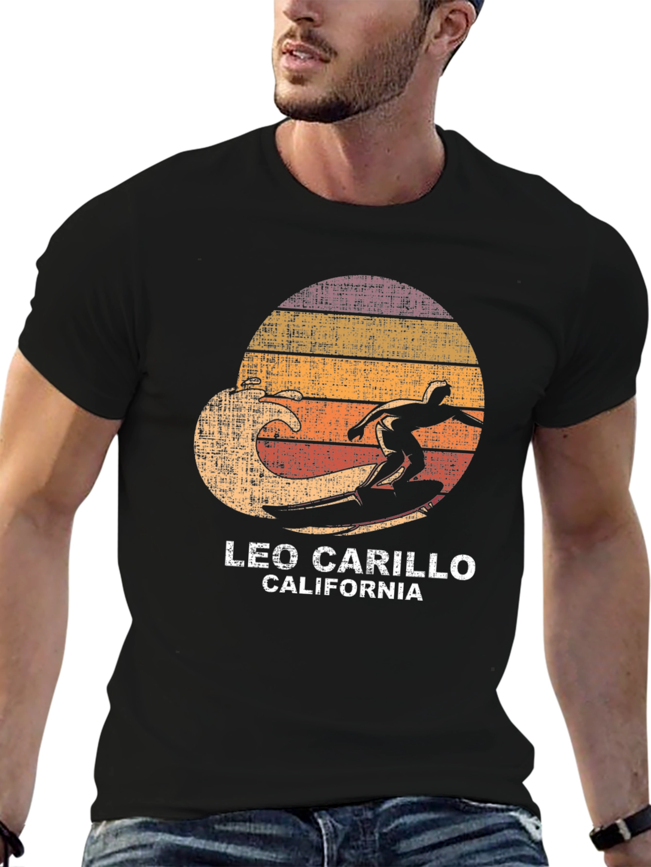 Black Retro Leo Carillo Surfer Graphic Tee view 6