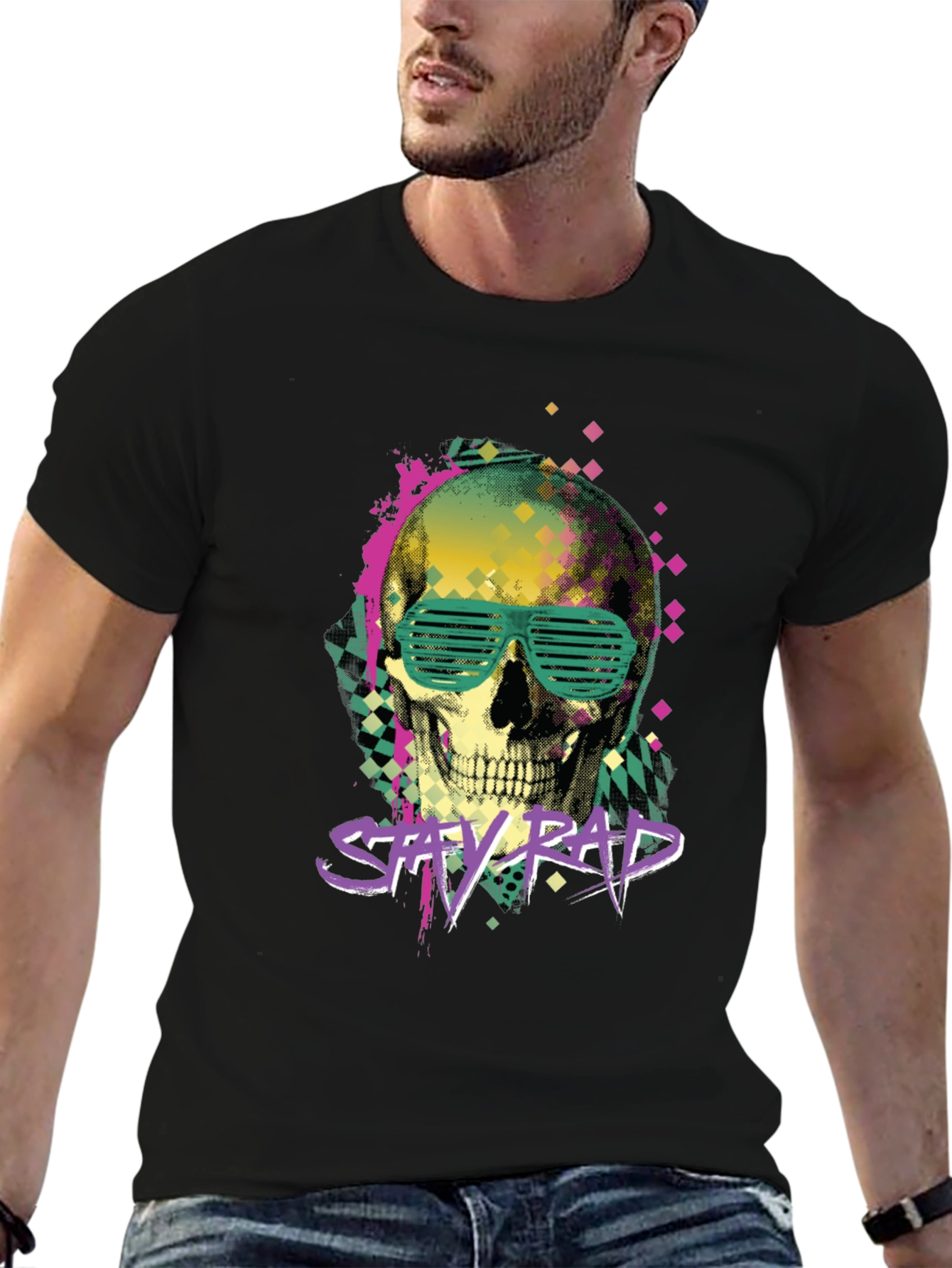 Black Stay Rad Graphic Tee - Skull & Shutter Shades view 6