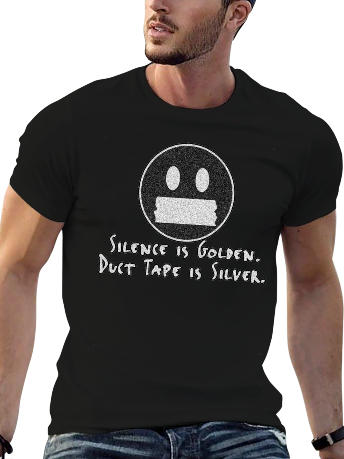 Black Silence is Golden T-Shirt - Funny Graphic Tee view 6
