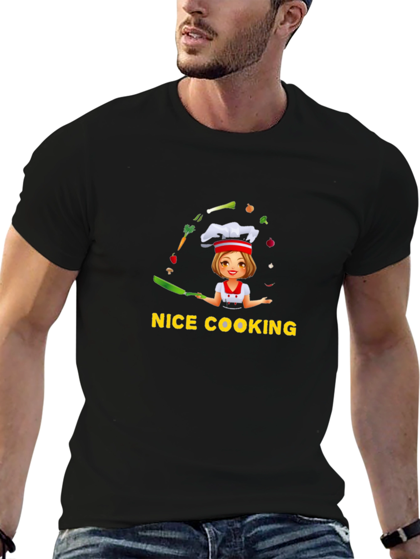 Black Funny Cooking T-Shirt - Chef Design view 6
