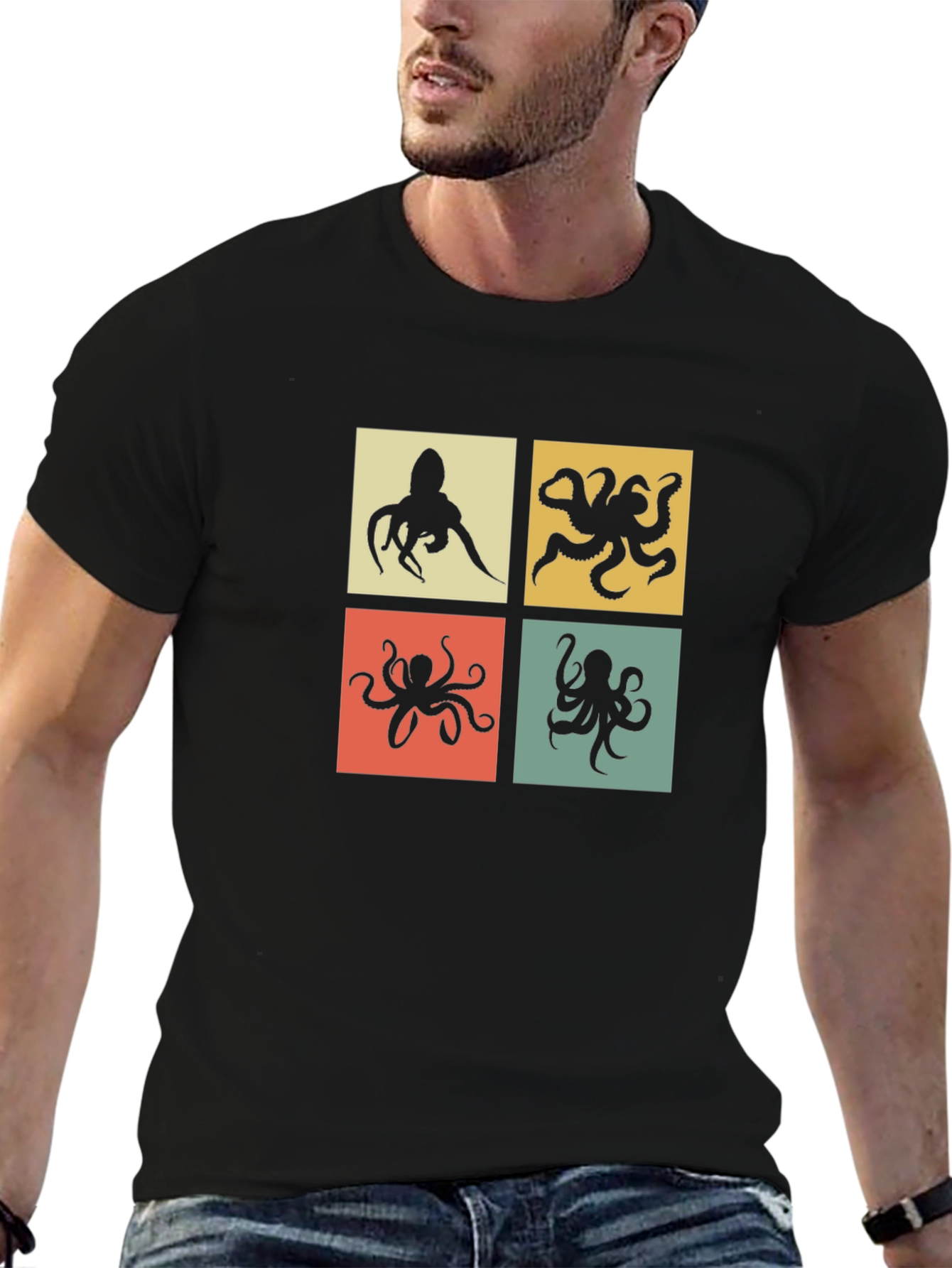Black Retro Octopus T-Shirt - Black view 6