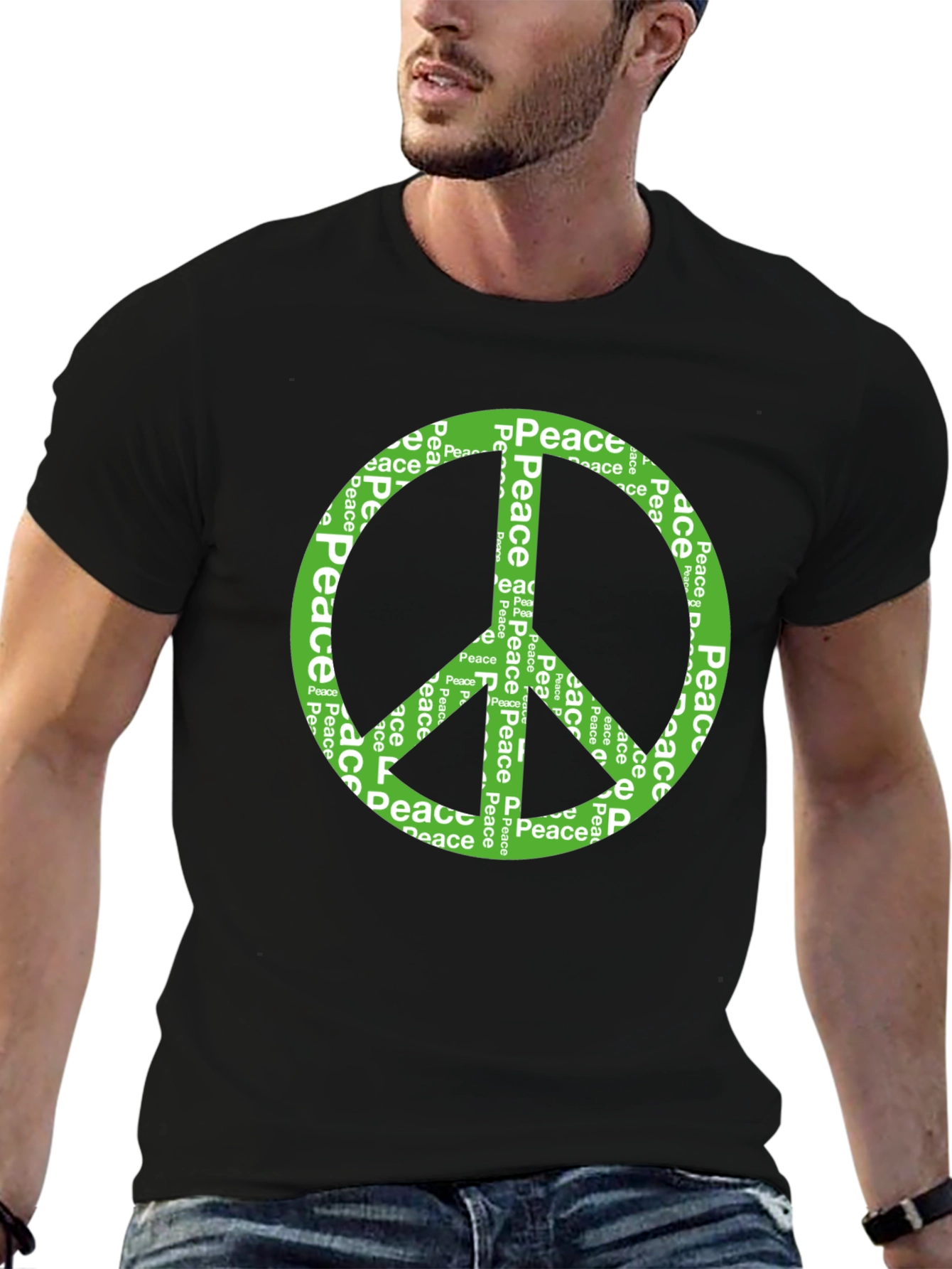 Black Peace Sign Graphic Tee - Black view 6