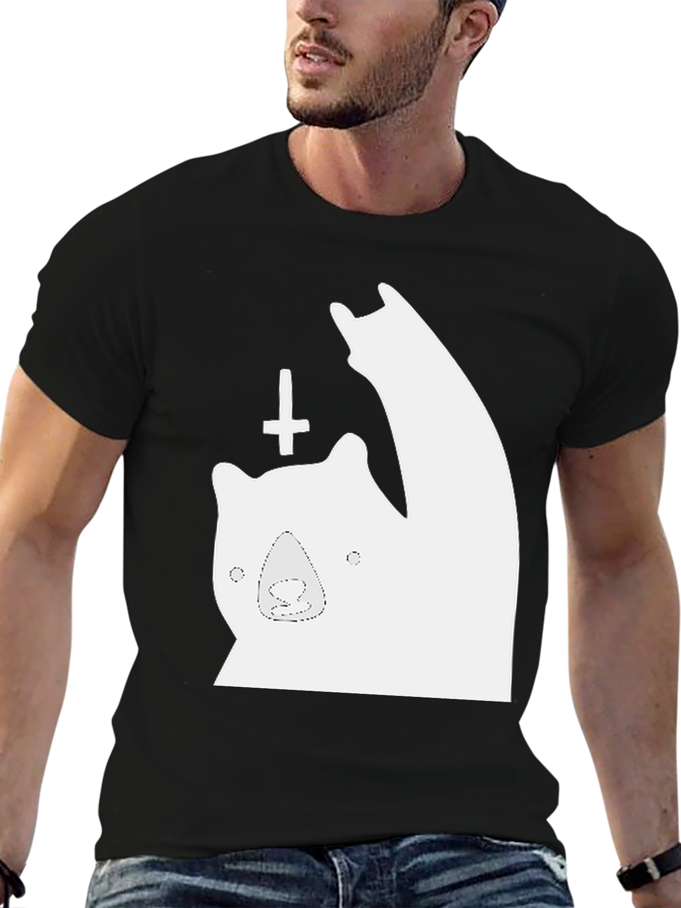 Black Funny Bear T-Shirt - Metal Sign view 6