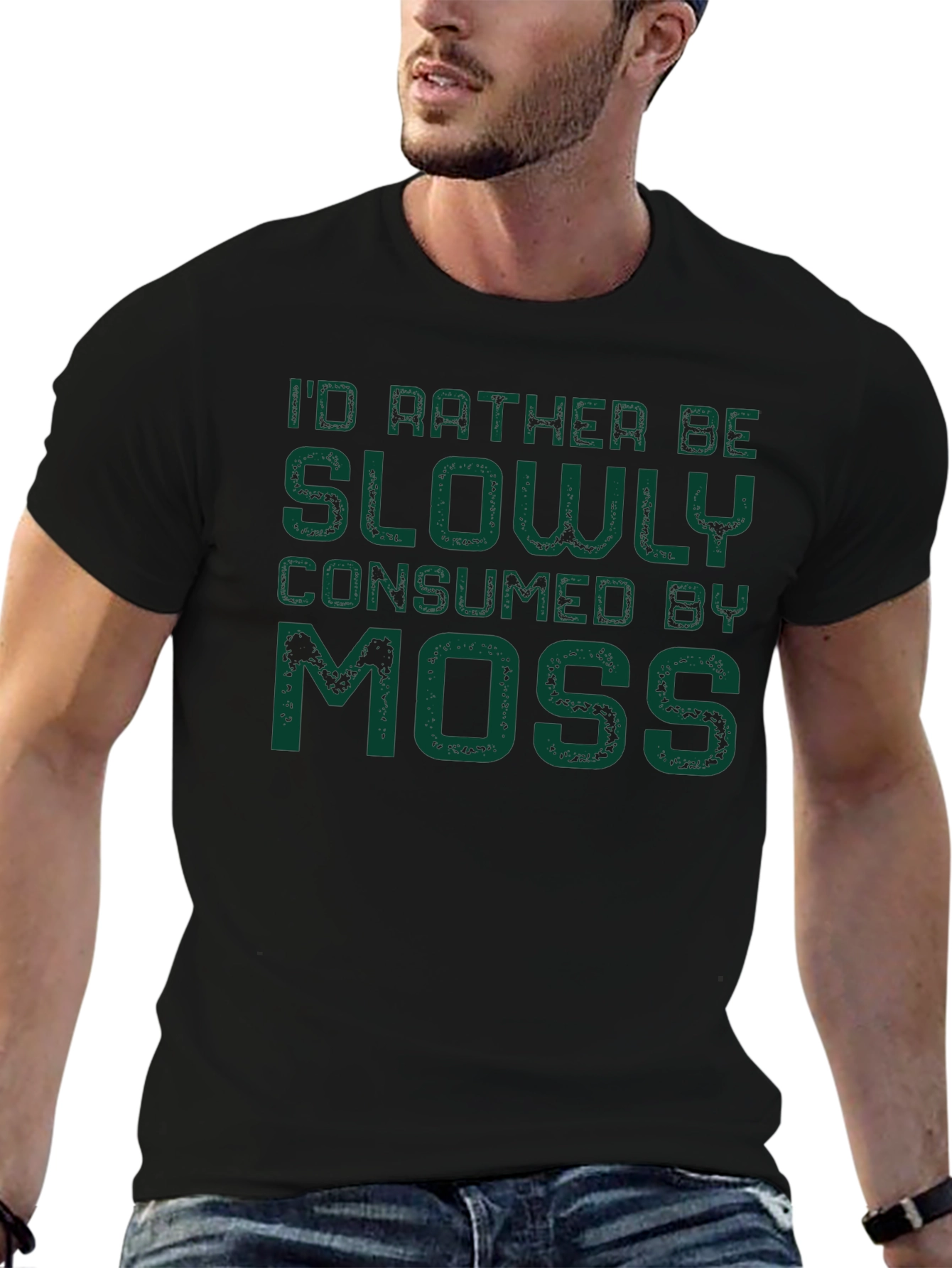 Black Moss Consumed T-Shirt - Humorous Graphic Tee view 6