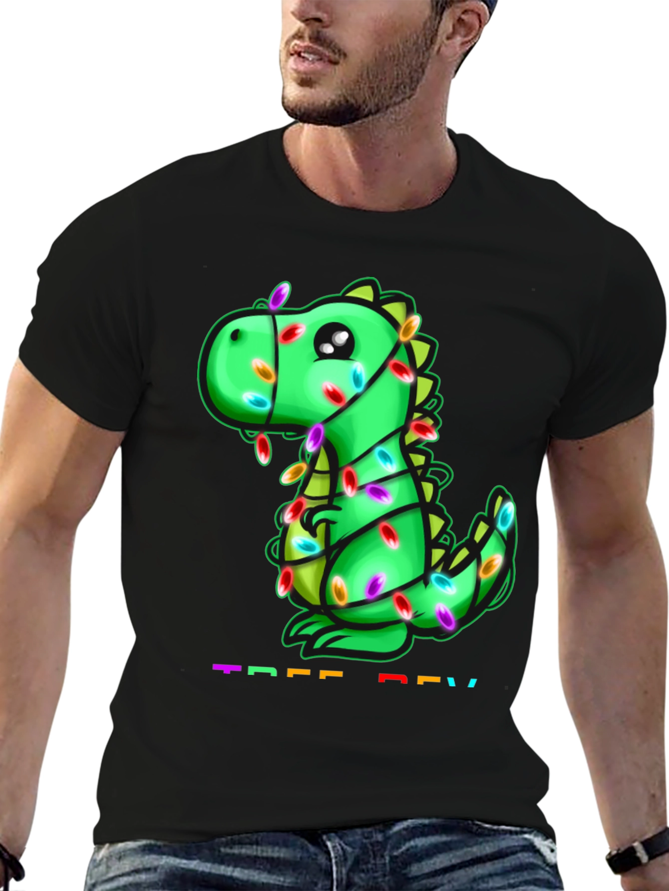 Black Festive Dino T-Shirt view 6
